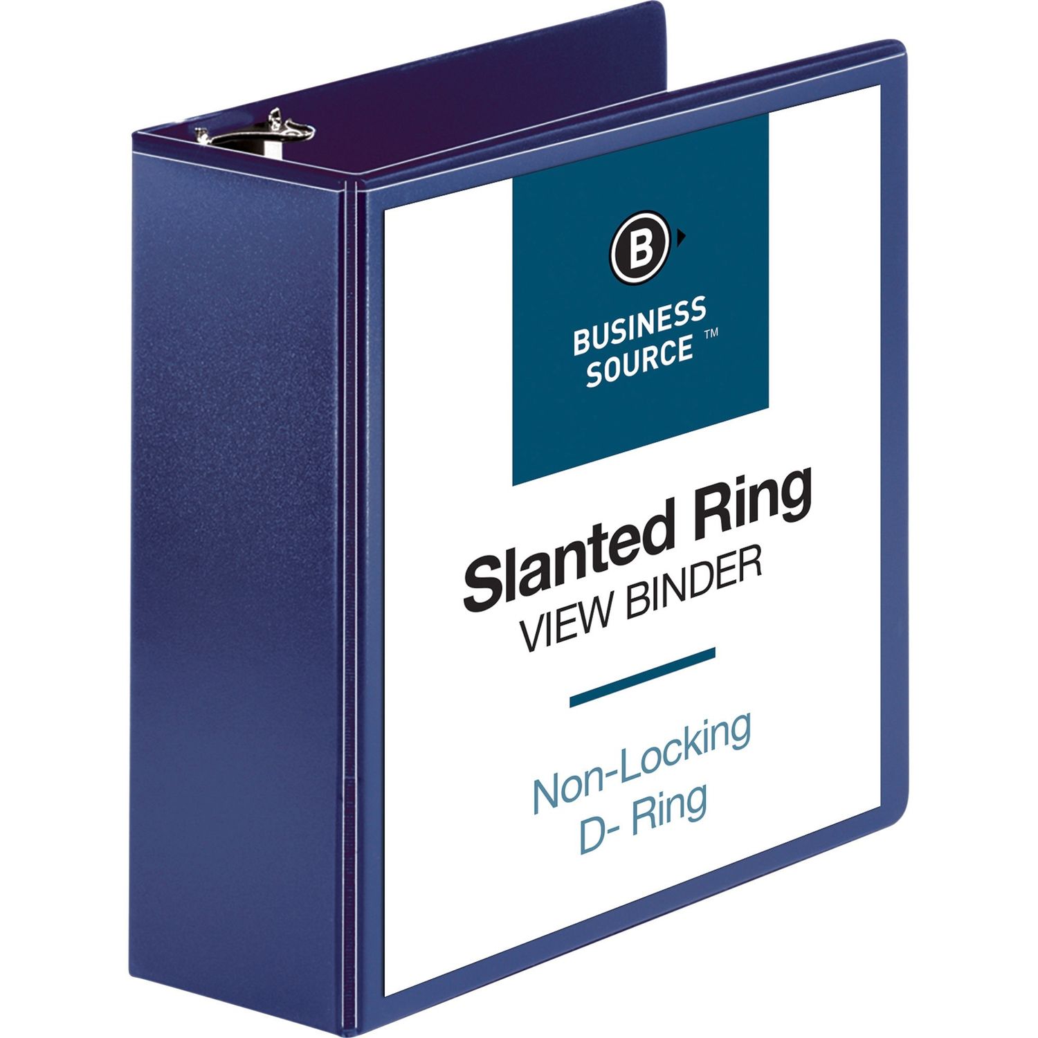 D-Ring View Binder 4" Binder Capacity, Slant D-Ring Fastener(s), Internal Pocket(s), Navy, Clear Overlay, Labeling Area, Lay Flat, Pocket, 1 Each