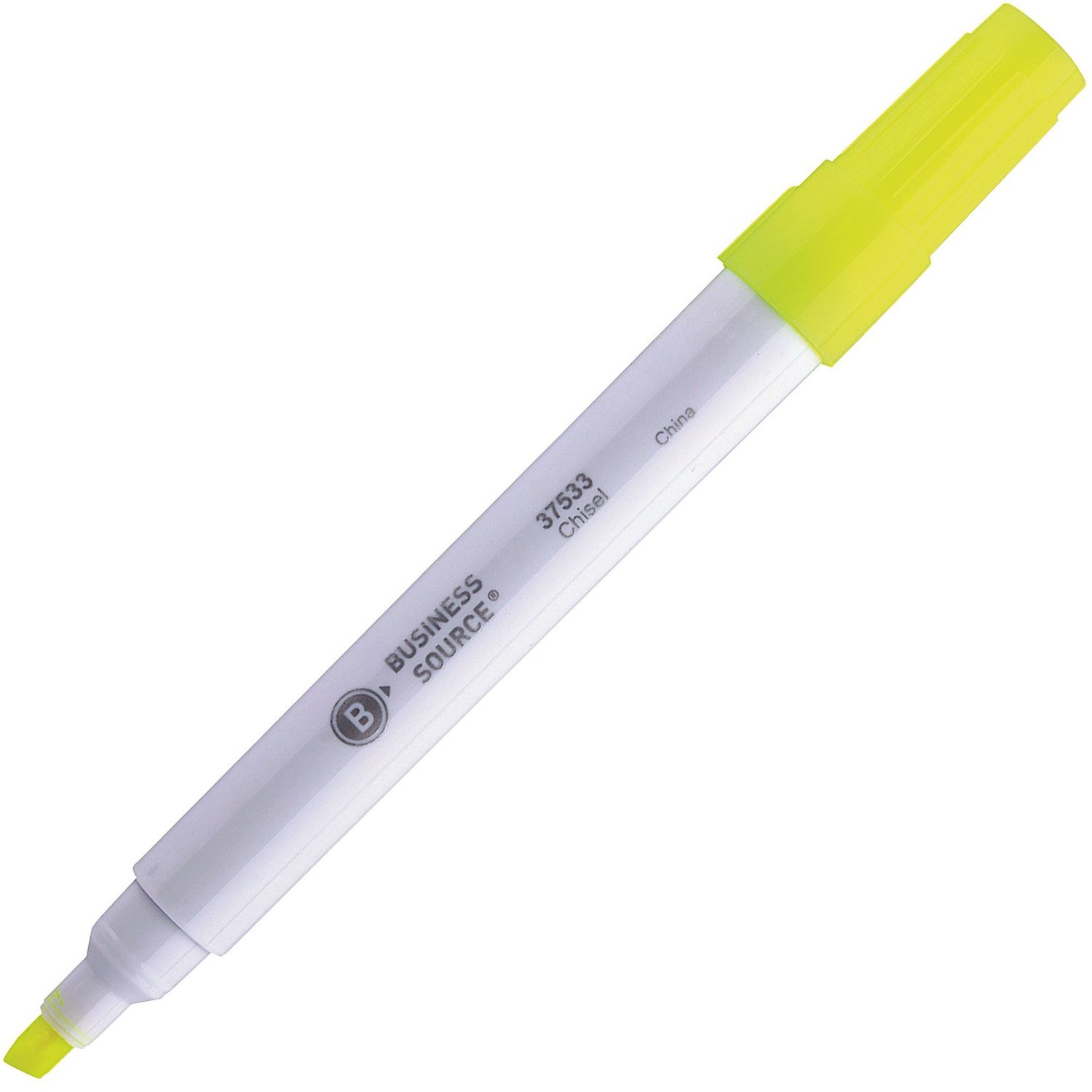 Chisel Tip Yellow Value Highlighter Chisel Marker Point Style, Yellow, White Barrel, 12 / Dozen