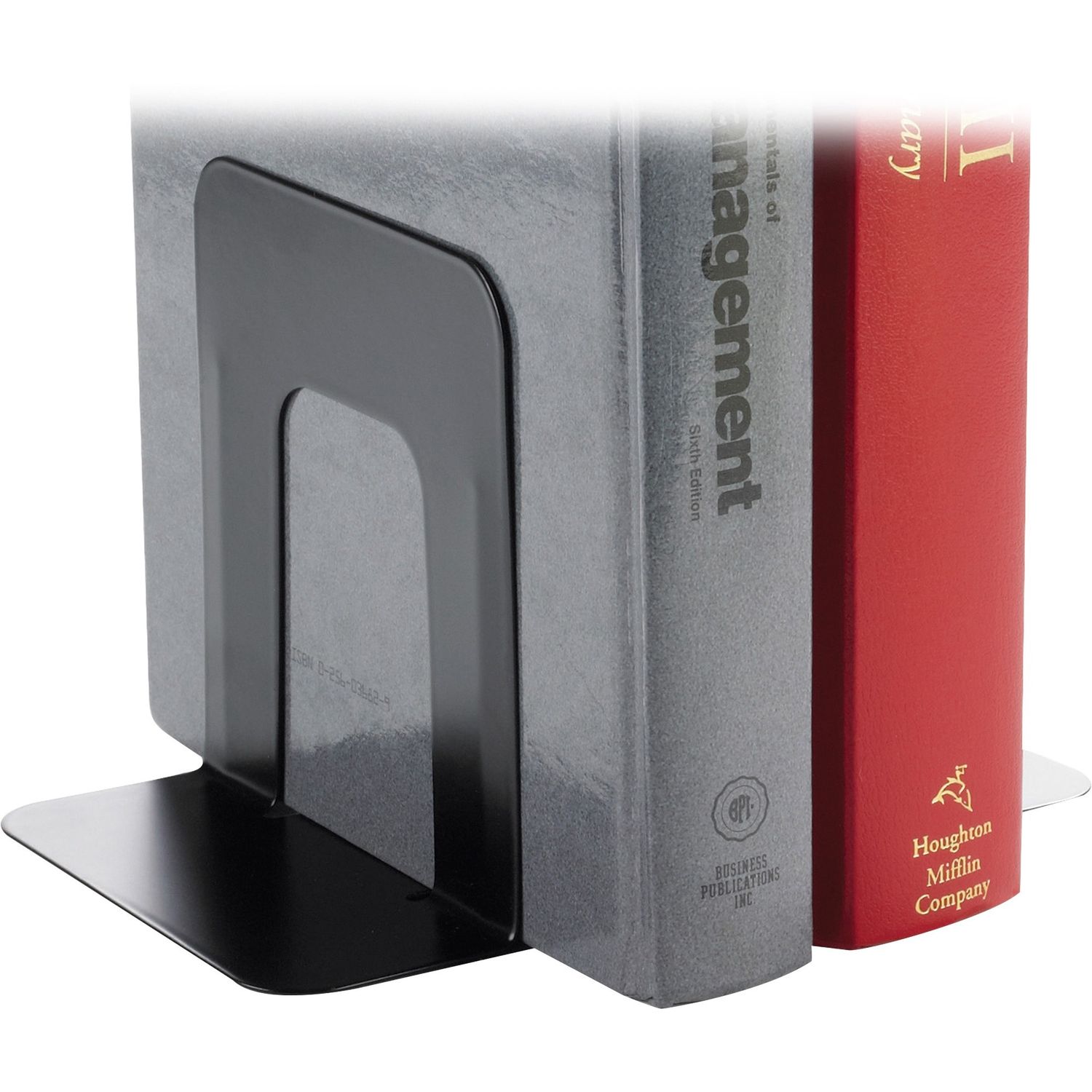 Heavy-gauge Steel Book Supports 5.3" Height x 5" Width x 4.8" Depth, Desktop, Black, Steel, 12 / Box