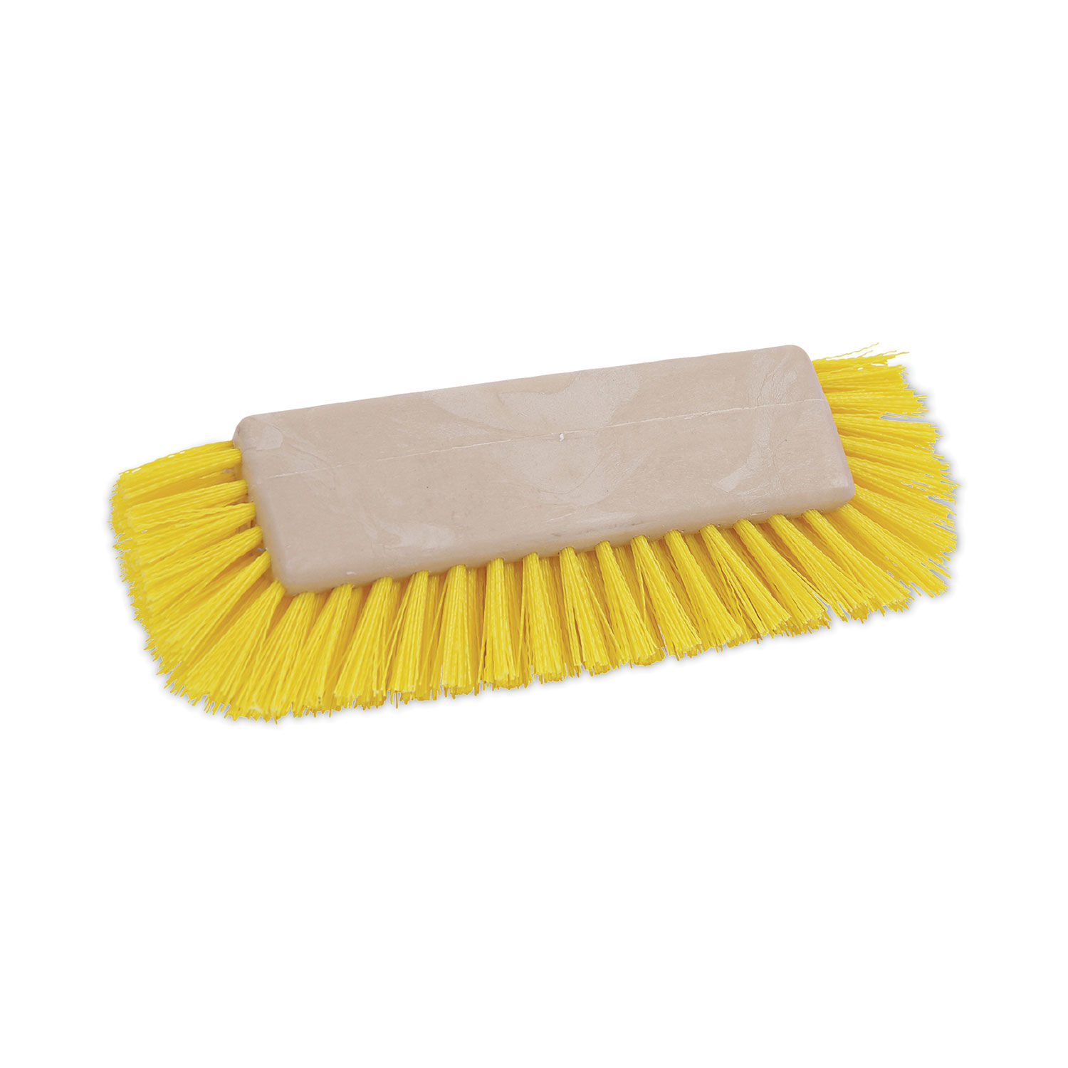 Dual-Surface Scrub Brush Yellow Polypropylene Bristles, 10" Brush, Plastic Handle