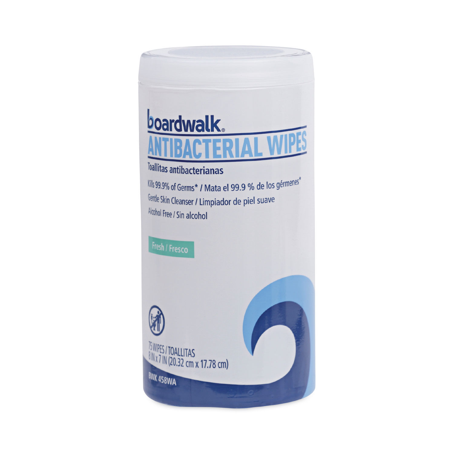 Antibacterial Wipes 5.4 x 8, Fresh Scent, 75/Canister, 6 Canisters/Carton