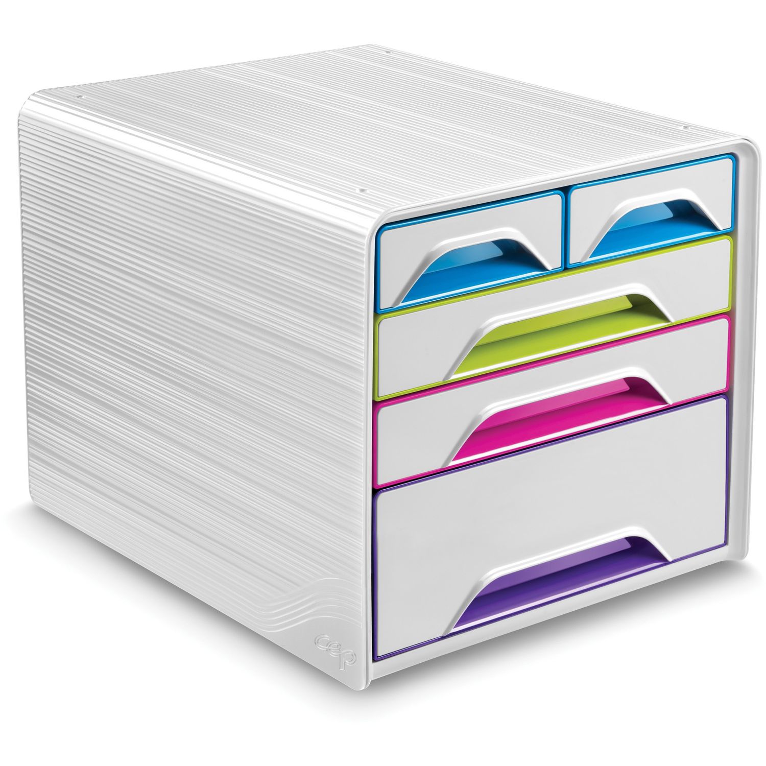 Gloss Desktop Drawer Storage Unit 5 Drawer(s), 10.6" Height x 11.4" Width14.3" Length, Desktop, Multi, 1 Each
