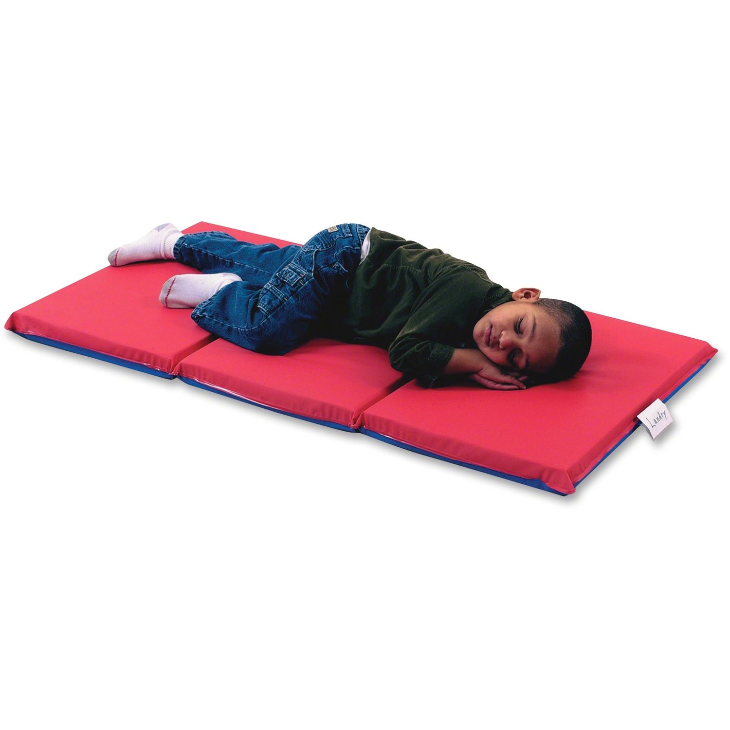 3-section Infection Control Mat 48" Length x 24" Width x 1" Thickness, Rectangle, Vinyl, Red, Blue