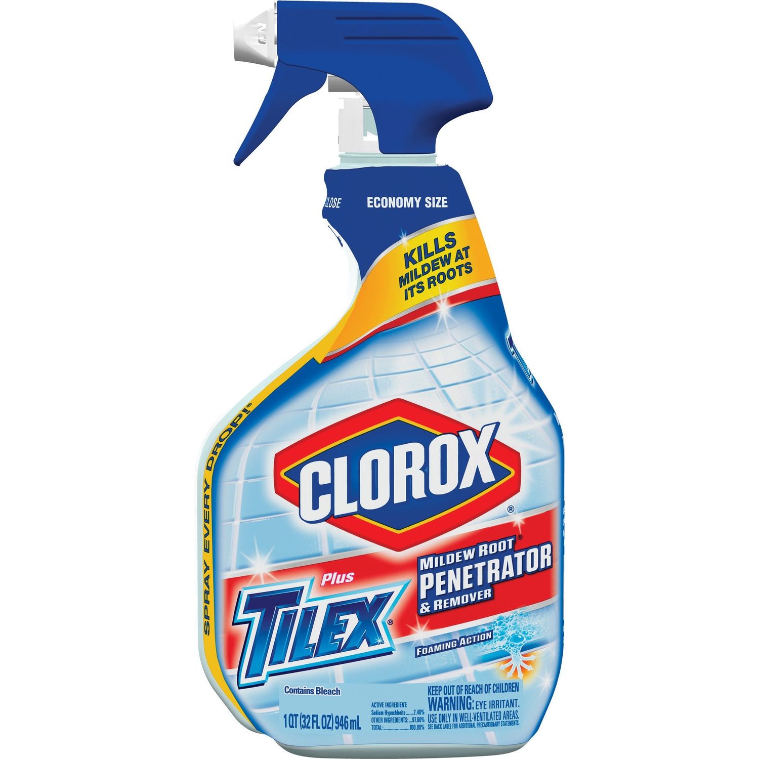 Clorox Plus Tilex Mildew Root Penetrator and Remover with Bleach Spray, 32 fl oz (1 quart), 9 / Carton, Translucent