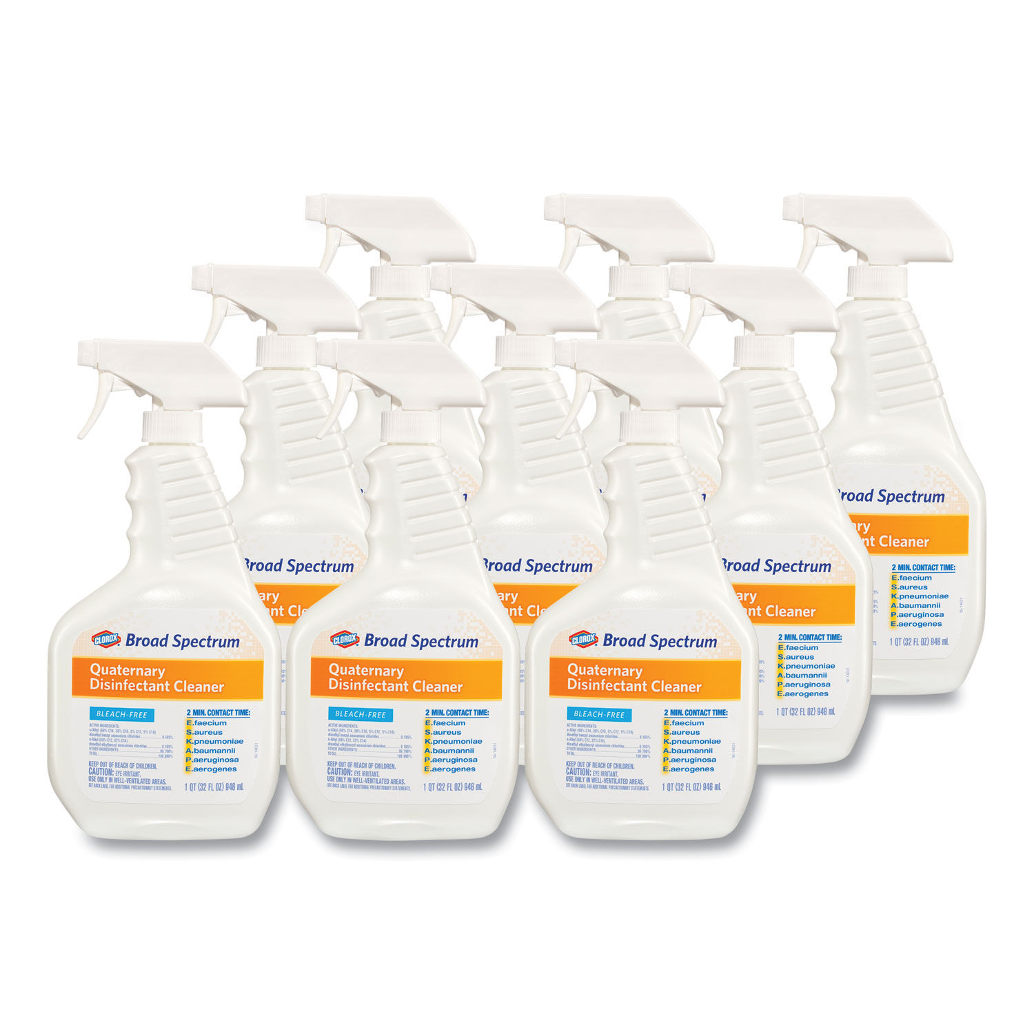 Broad Spectrum Quaternary Disinfectant Cleaner 32 oz Spray Bottle, 9/Carton