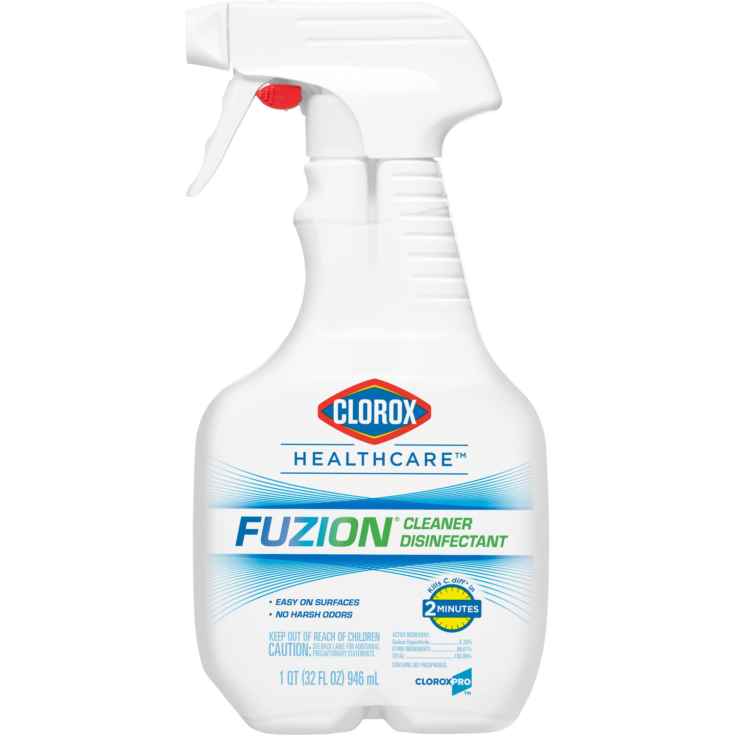 Fuzion Cleaner Disinfectant Ready-To-Use Spray, 32 fl oz (1 quart), 216 / Bundle, Translucent