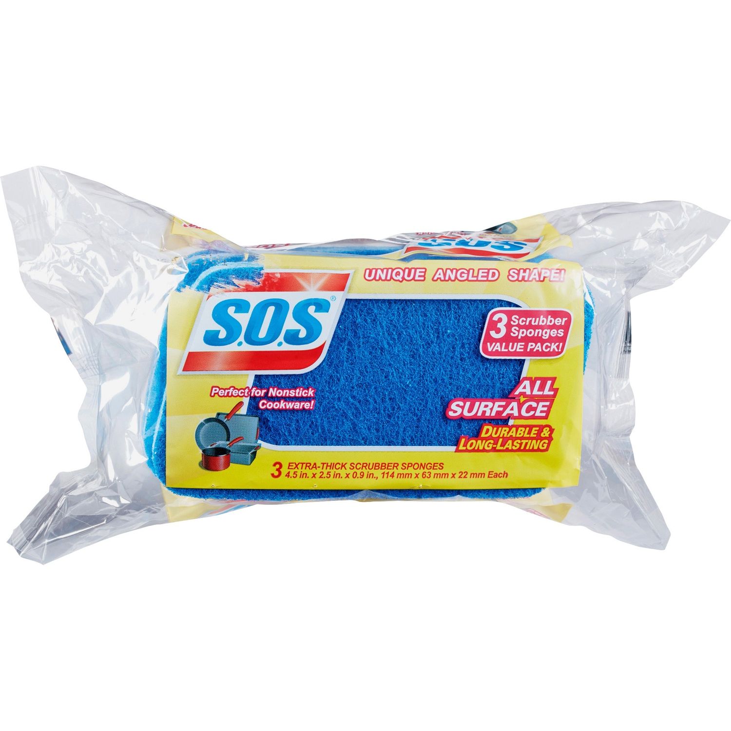 Scrub Sponge 5.3" Height x 3" Width x 0.9" Depth, 4032/Pallet, Cellulose, Blue