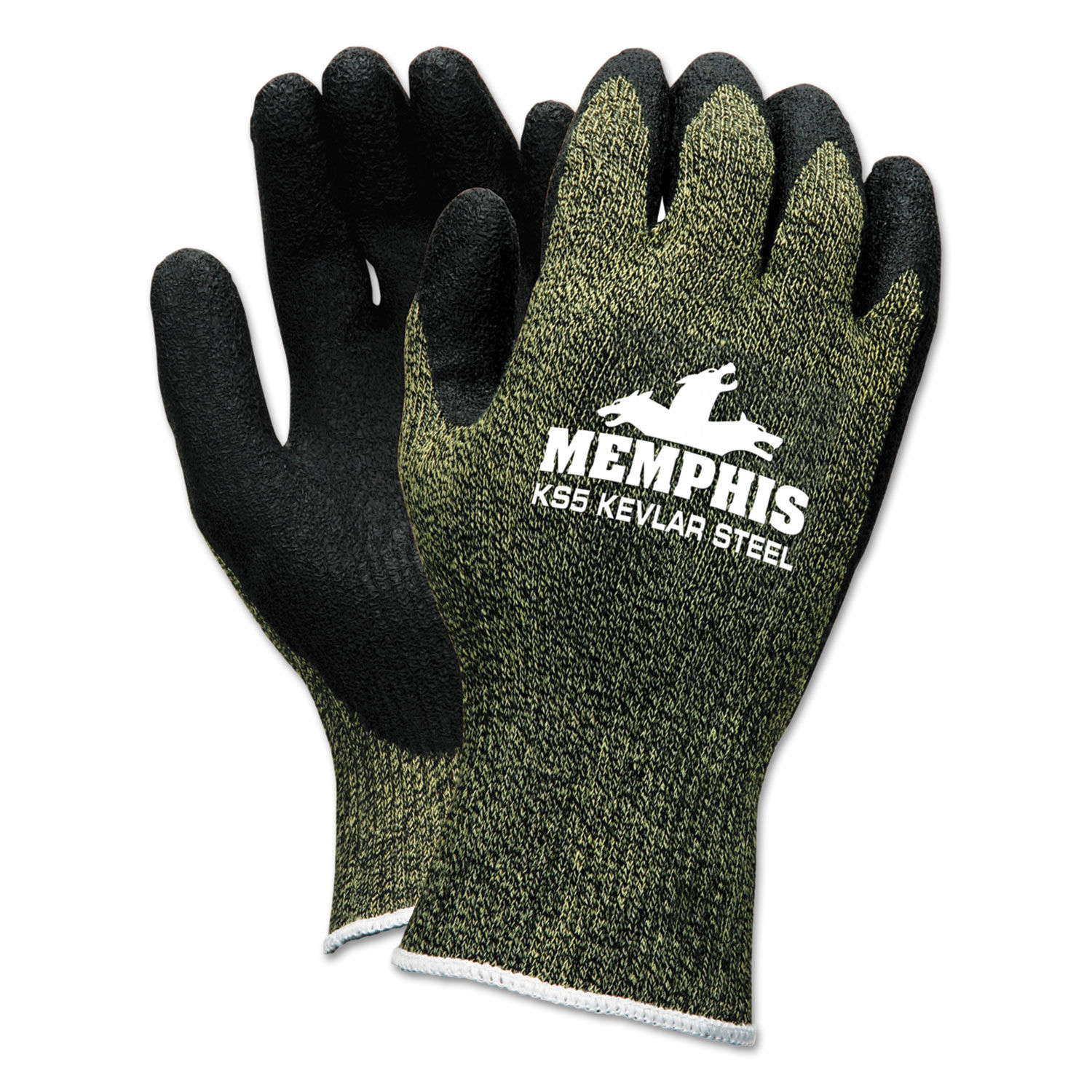 KS-5 Latex Dip Gloves 13 gauge, Green Black, Small