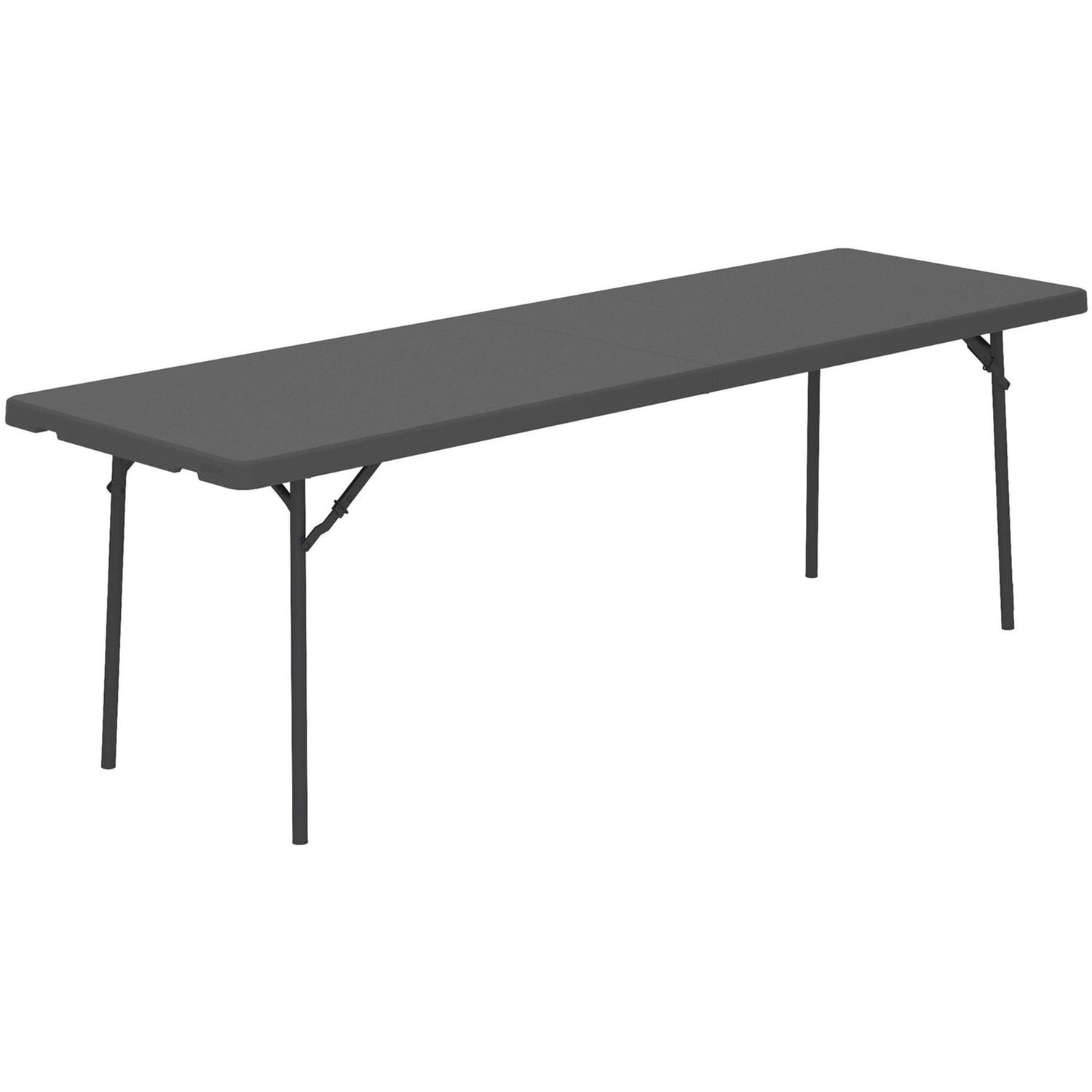 ZOWN 96" Commercial Blow Mold Folding Table 4 Legs, 96" Table Top Width x 30" Table Top Depth, 29.30" Height, Gray, High-density Polyethylene (HDPE), Resin