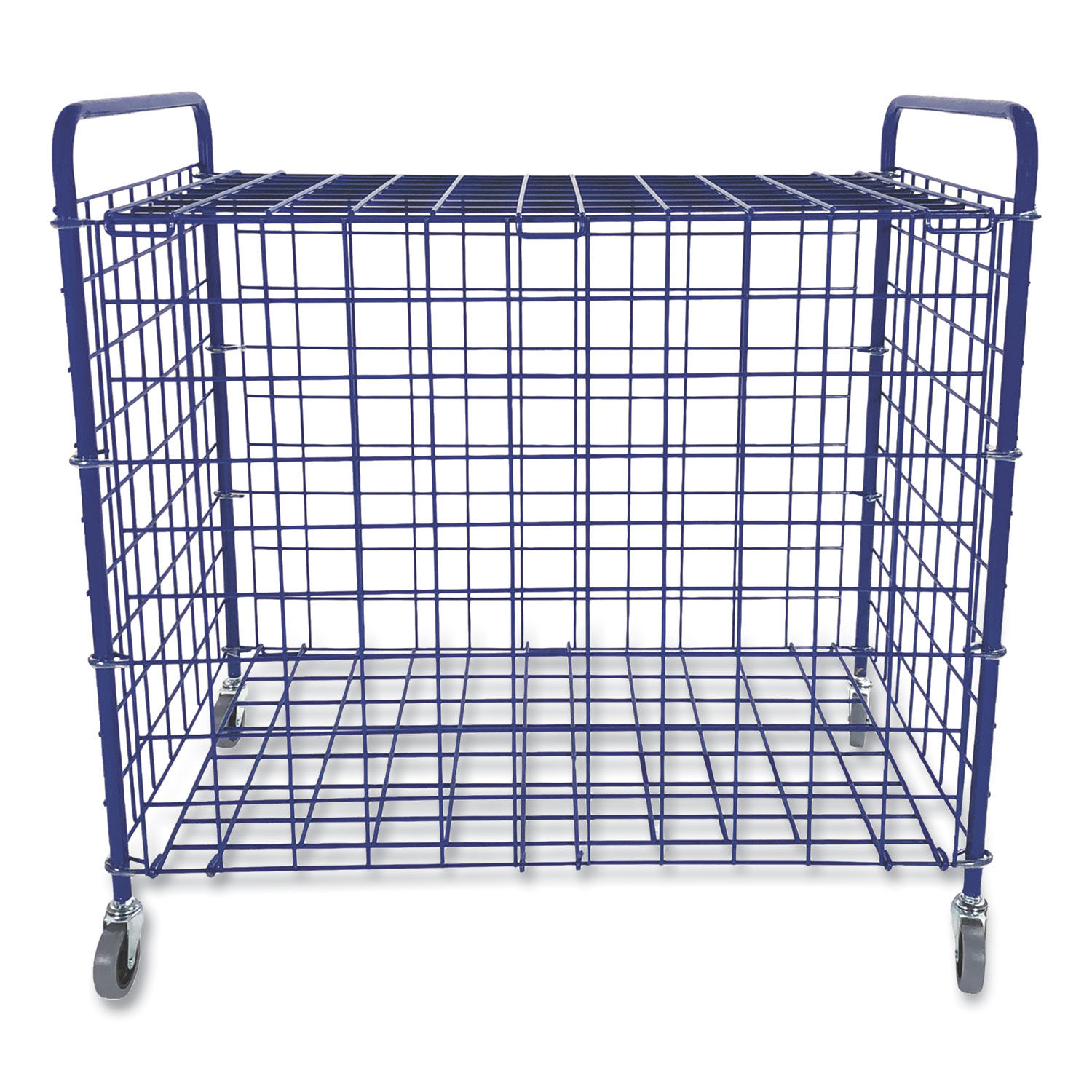 Lockable Ball Storage Cart Fits Approximately 24 Balls, Metal, 37" x 22" x 20", Blue