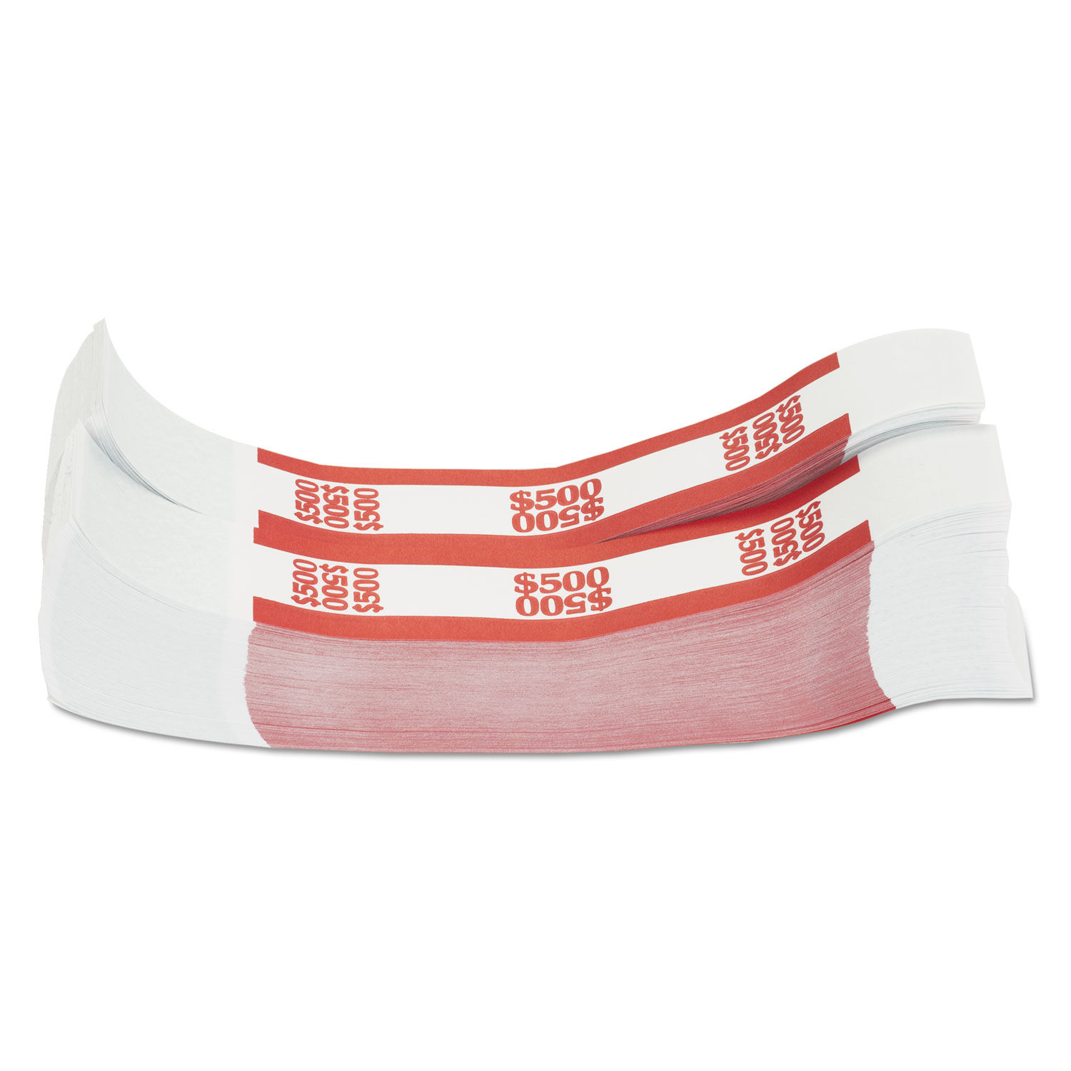 Currency Straps Red, $500 in $5 Bills, 1000 Bands/Pack
