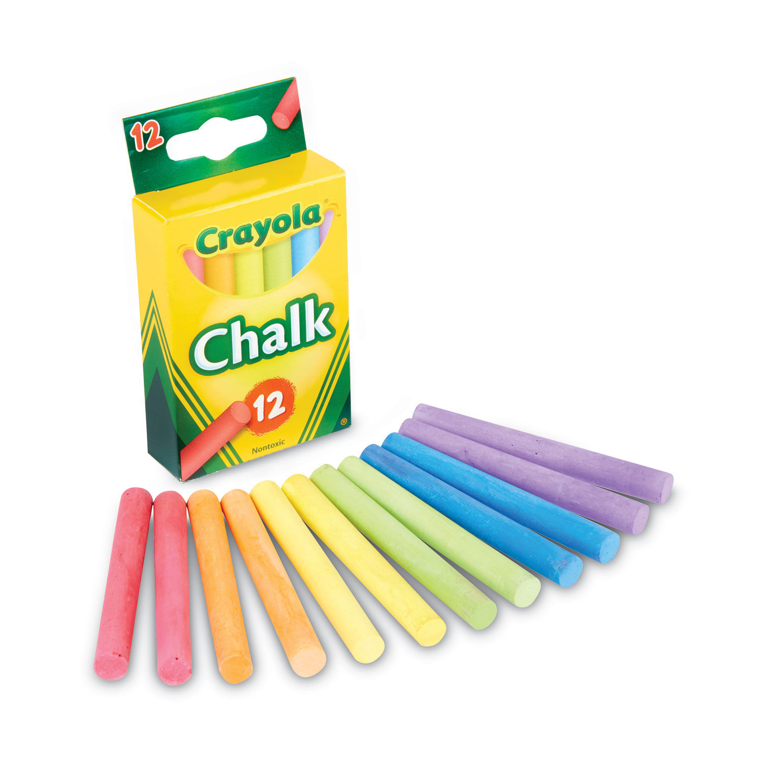 Chalk 3" x 0.38" Diameter, 6 Assorted Colors, 12 Sticks/Box