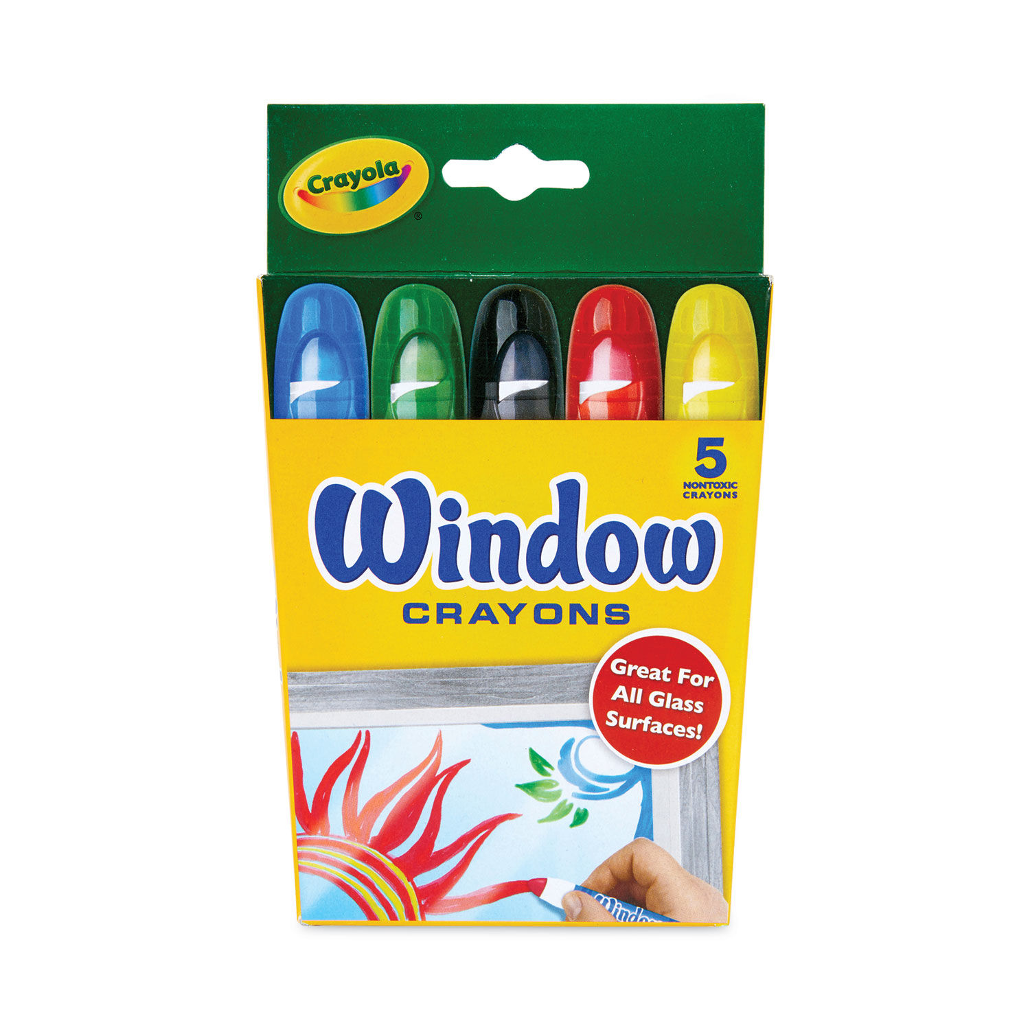 Washable Window Crayons Assorted Colors, 5/Set