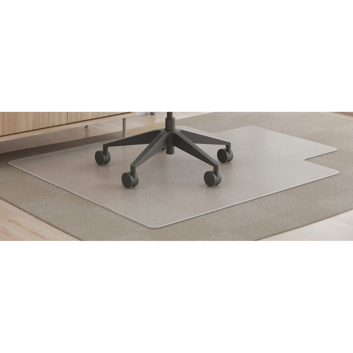 SuperMat Plus Chairmat Medium Pile Carpet, Home Office, Commercial, 53" Length x 45" Width x 0.50" Thickness, Rectangle, Polyvinyl Chloride (PVC), Clear