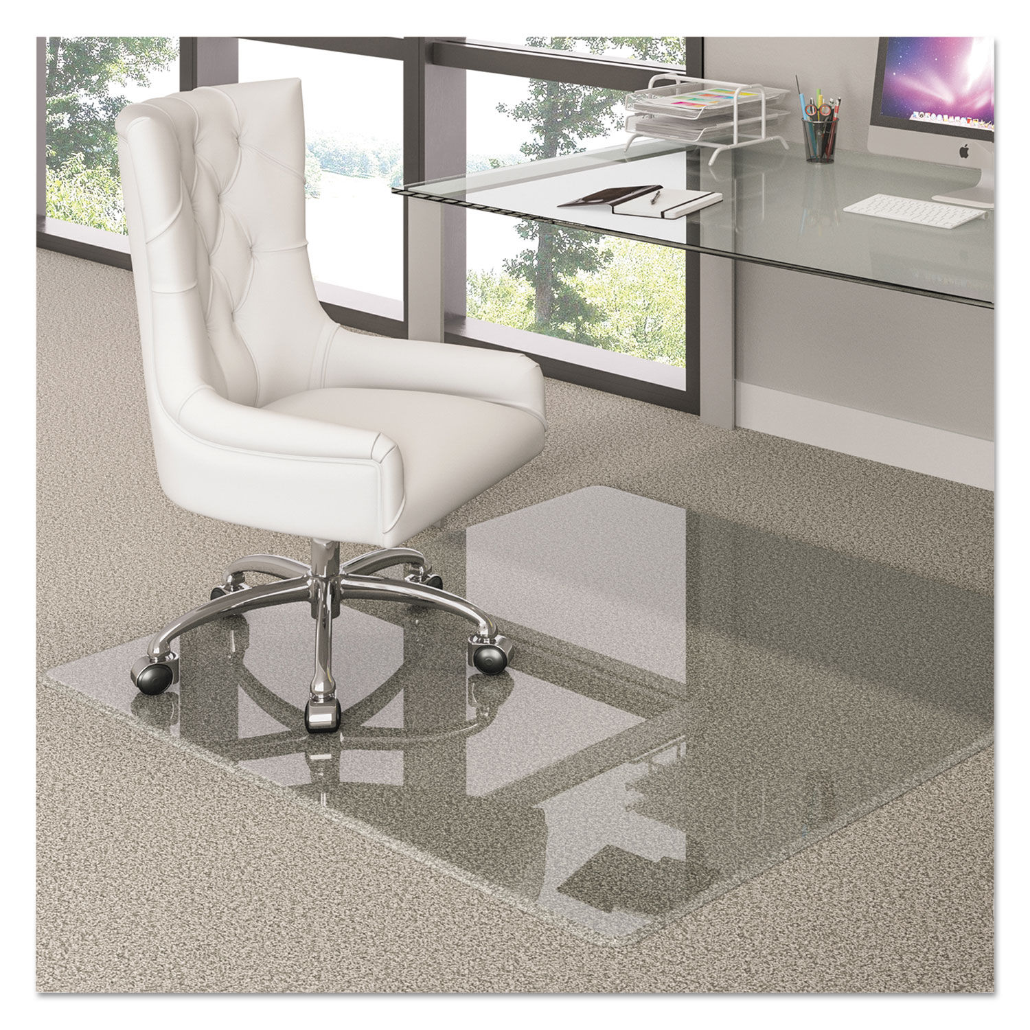 Premium Glass All Day Use Chair Mat - All Floor Types 48 x 60, Rectangular, Clear