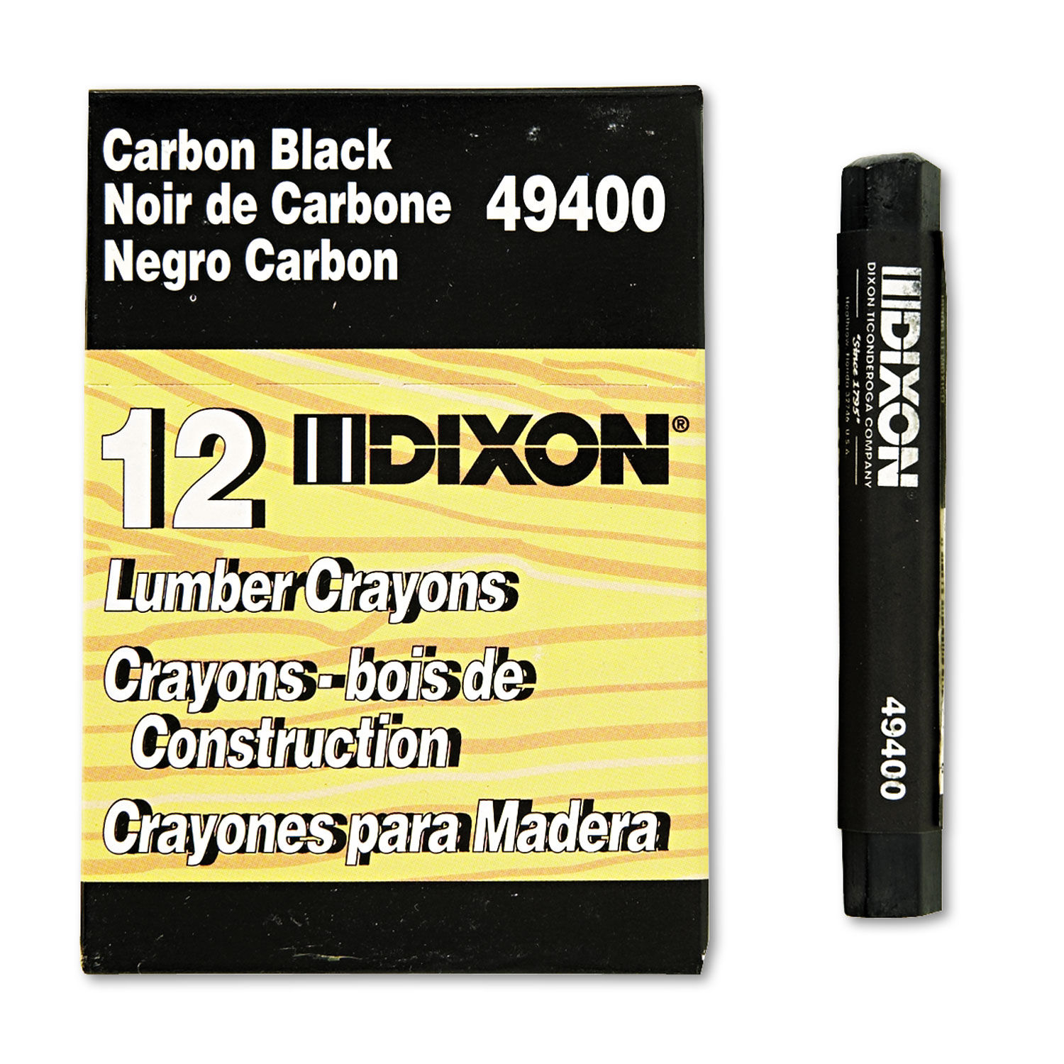 Lumber Crayons 4.5 x 0.5, Carbon Black, Dozen