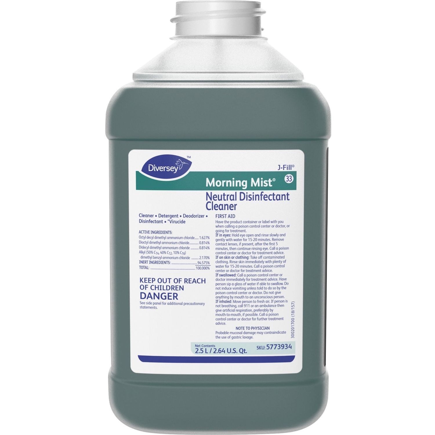 Morning Neutral Disinfectant Cleaner 84.5 fl oz (2.6 quart), Fresh Scent, 2 / Pack, Blue