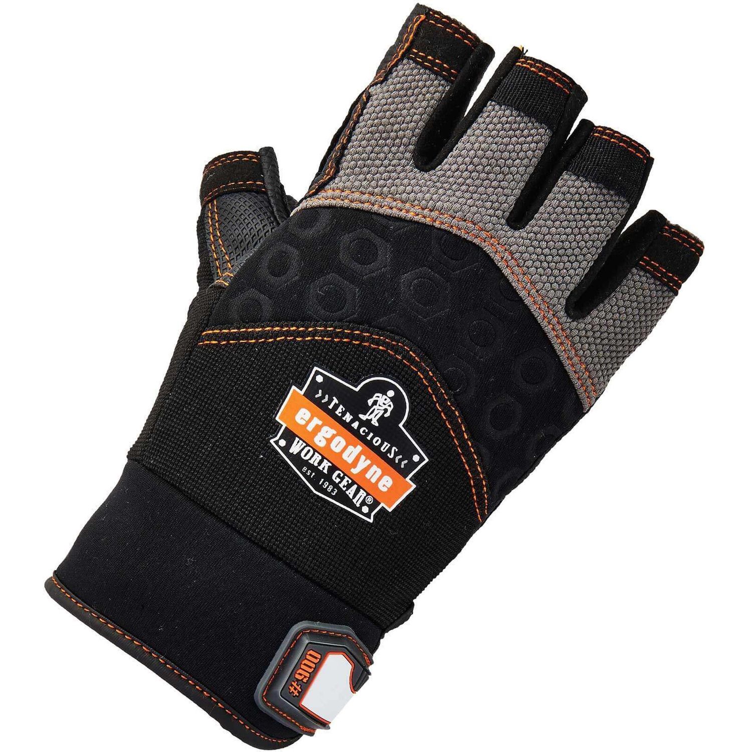 900 Half-Finger Impact Gloves Extra Large Size, Neoprene Knuckle Pad, Spandex, Black
