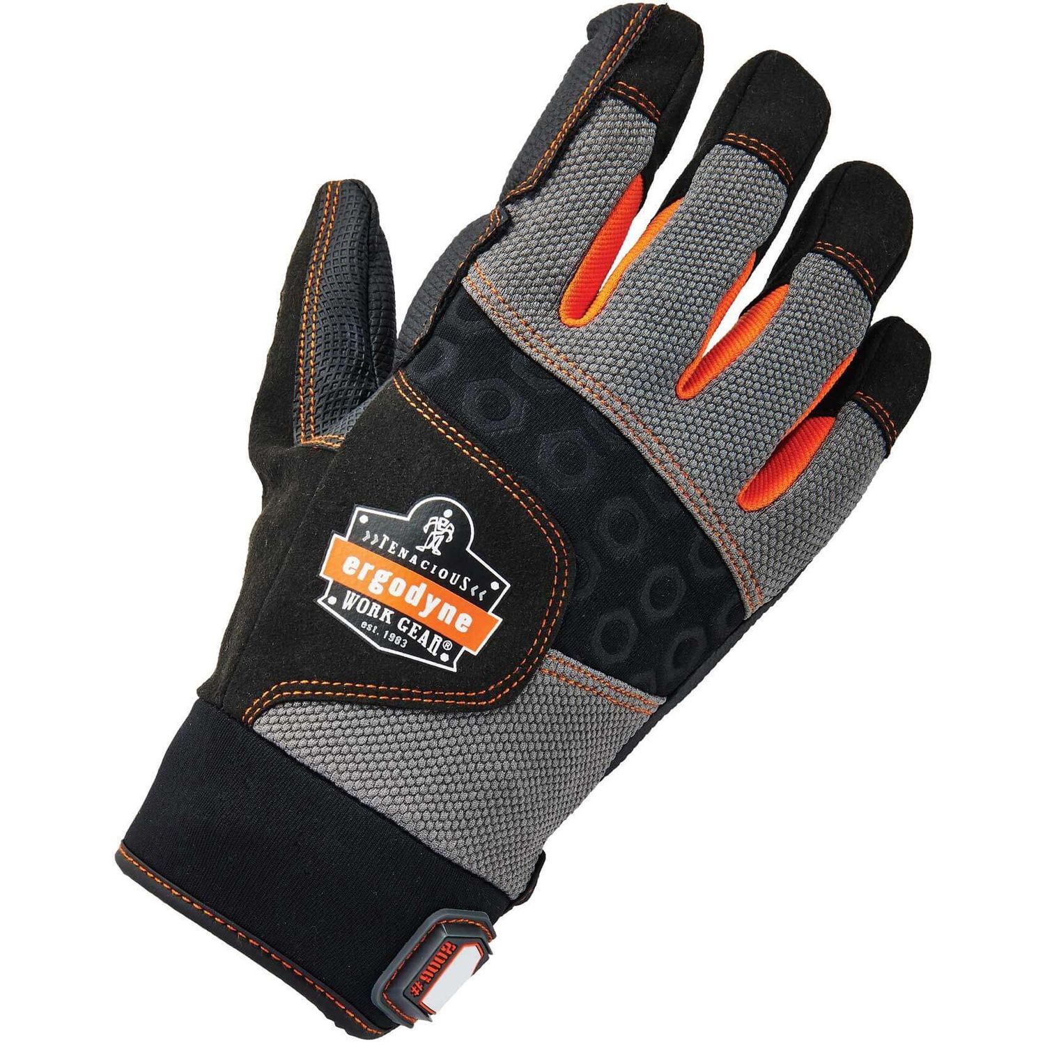 9002 Certified Full-Finger Anti-Vibration Gloves Large Size, Neoprene Knuckle Pad, Black