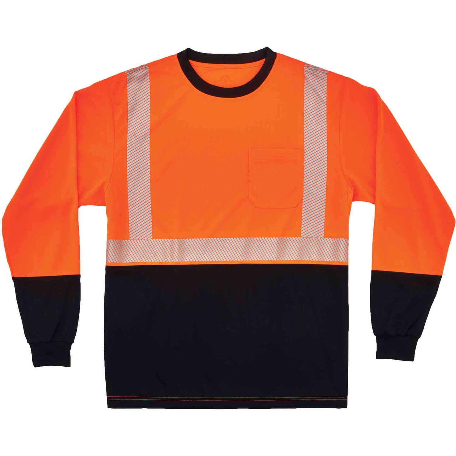 8281BK Type R Class 2 Front Long Sleeve T-Shirt 3XL Size, Polyester, Orange, Black