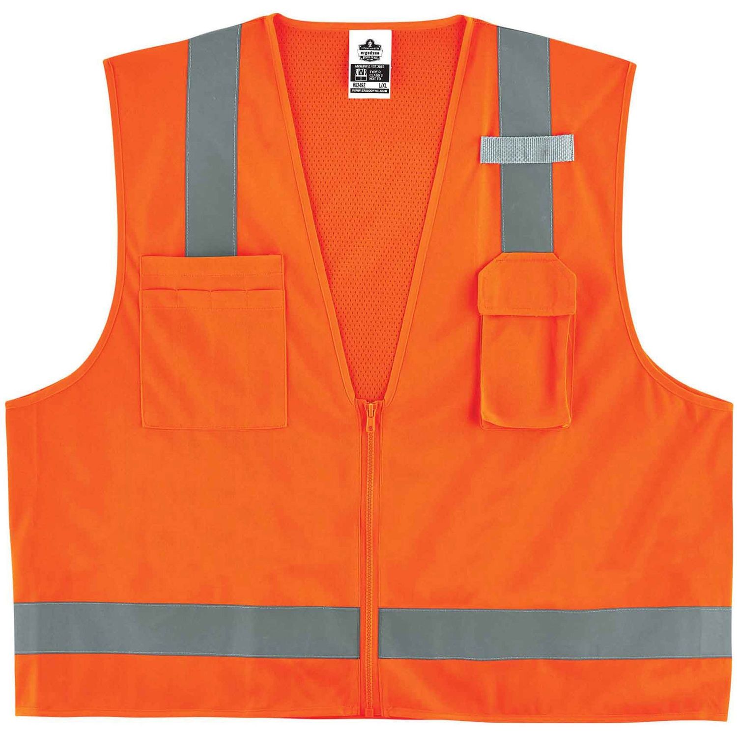 8249Z Type R Class 2 Economy Surveyors Vest Recommended for: Construction, Baggage Handling, Pocket, Mic Tab, Reflective, High Visibility, Breathable, Lightweight, Chest Pocket, Small/Medium Size