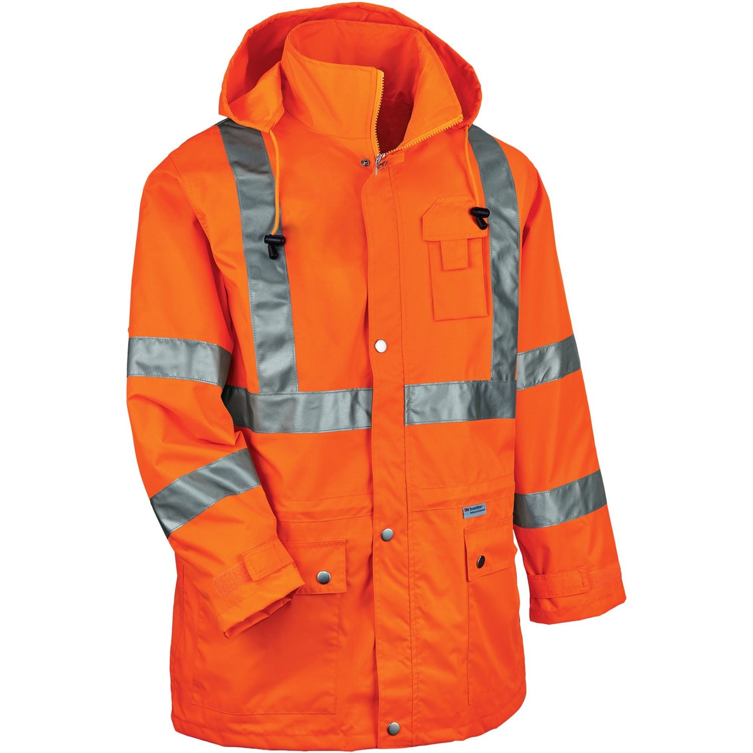 8365 Type R Class 3 Rain Jacket Recommended for: Construction, Utility, Emergency, Cell Phone, Airline Crew, Railway Worker, Survey Crew