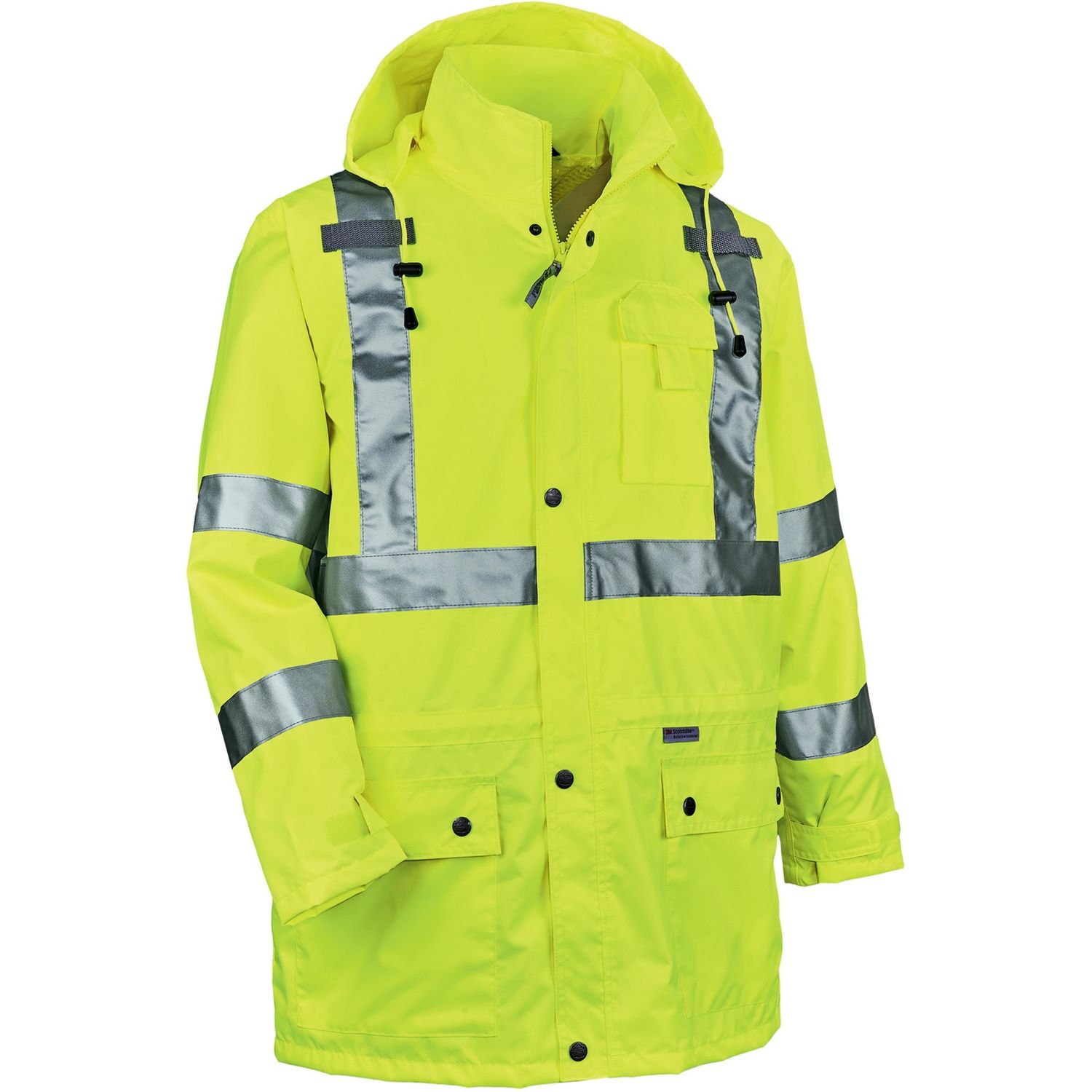 8365 Type R Class 3 Rain Jacket Recommended for: Construction, Utility, Emergency, Cell Phone, Airline Crew, Railway Worker, Survey Crew