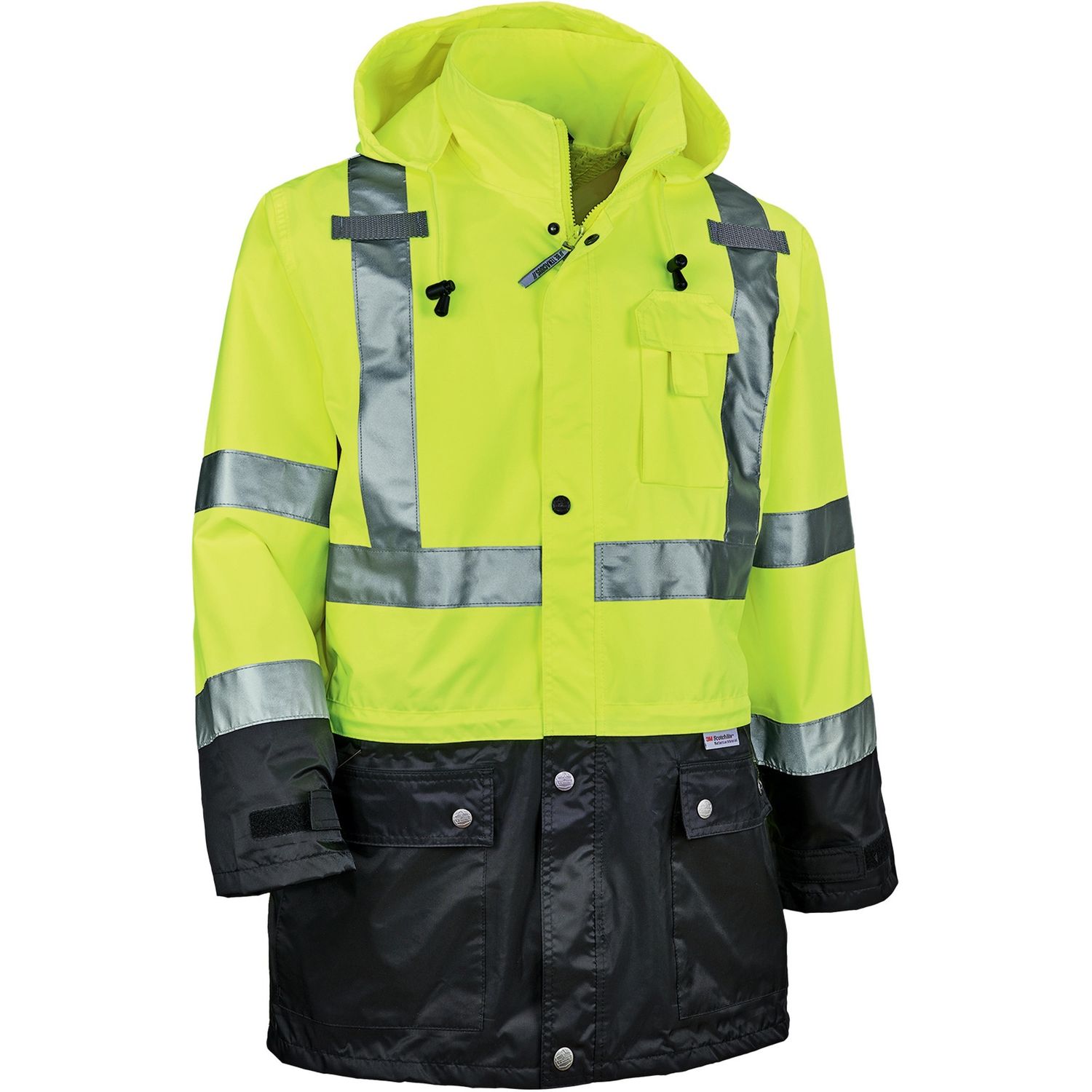 8365BK Type R Class 3 Front Rain Jacket Recommended for: Construction, Utility, Emergency, Cell Phone, Airline Crew, Railway Worker, Survey Crew