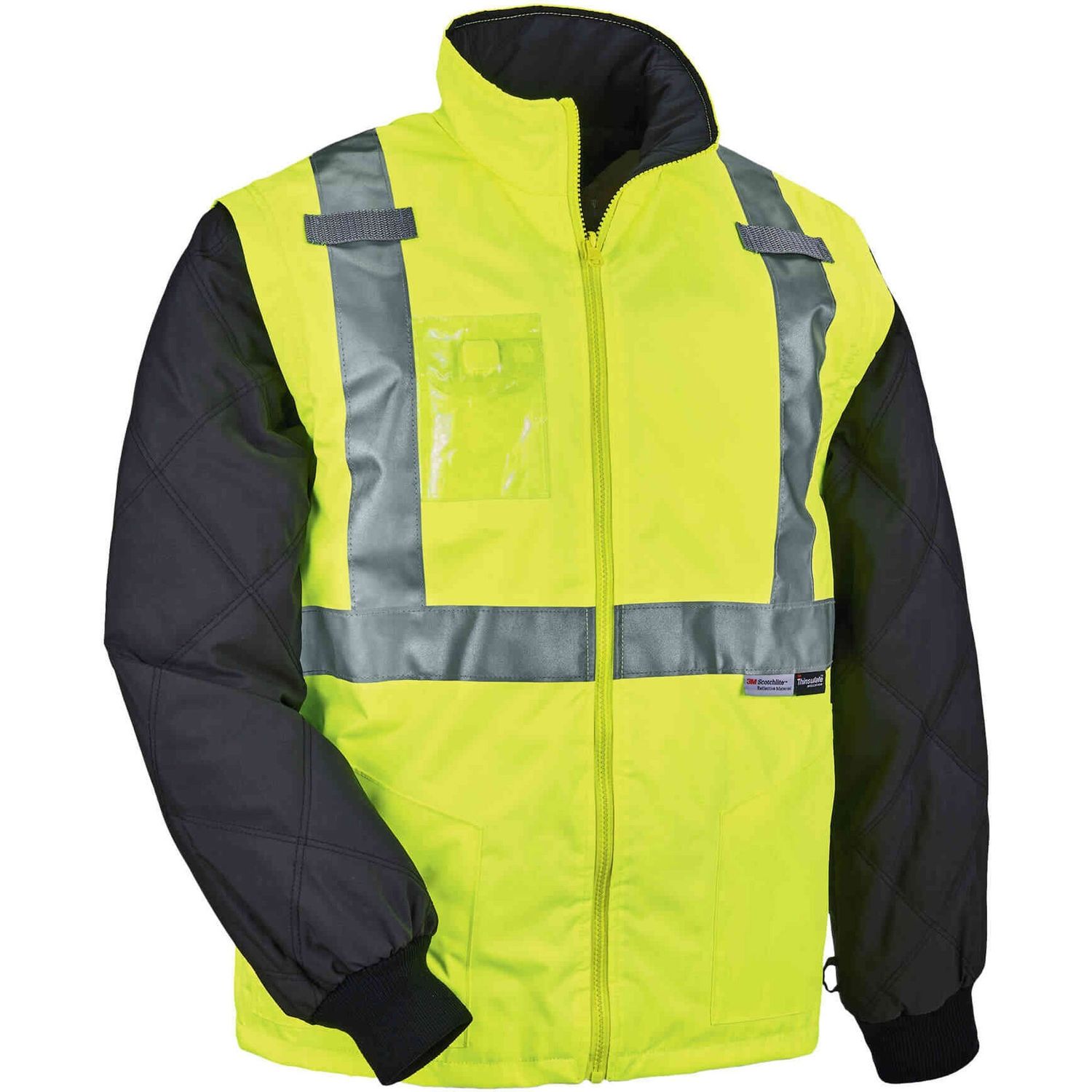 8287 Type R Class 2 Hi-Vis Jacket w/ Removable Sleeves Recommended for: Accessories, Gloves, Cell Phone, Transportation