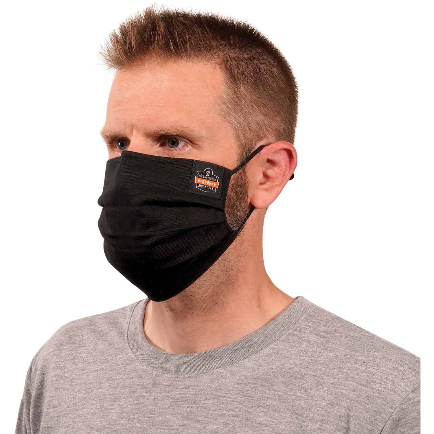 8801 Pleated Face Cover Mask Adjustable Nose Clip, Adjustable Ear Loop, Anti-odor, Antimicrobial, Reusable, Machine Washable, Quick Drying, Cotton Twill, Polyester, Black, 1 Pack