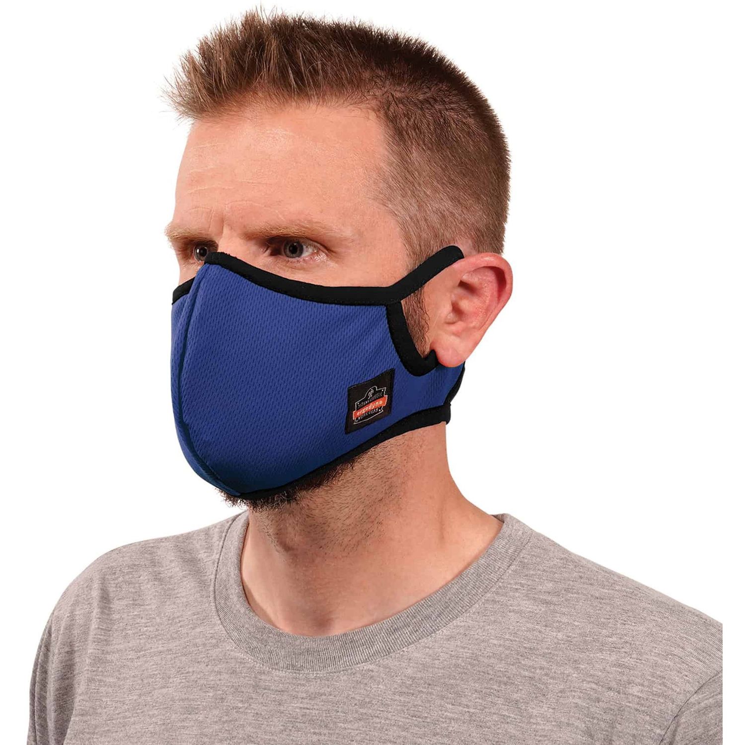 8802F(x) L/XL Blue Contoured Face Mask with Filter Breathable, Adjustable Nose Clip, Adjustable Ear Loop, Anti-odor, Antimicrobial, Machine Washable, Reusable, Quick Drying, Large/Extra Large Size
