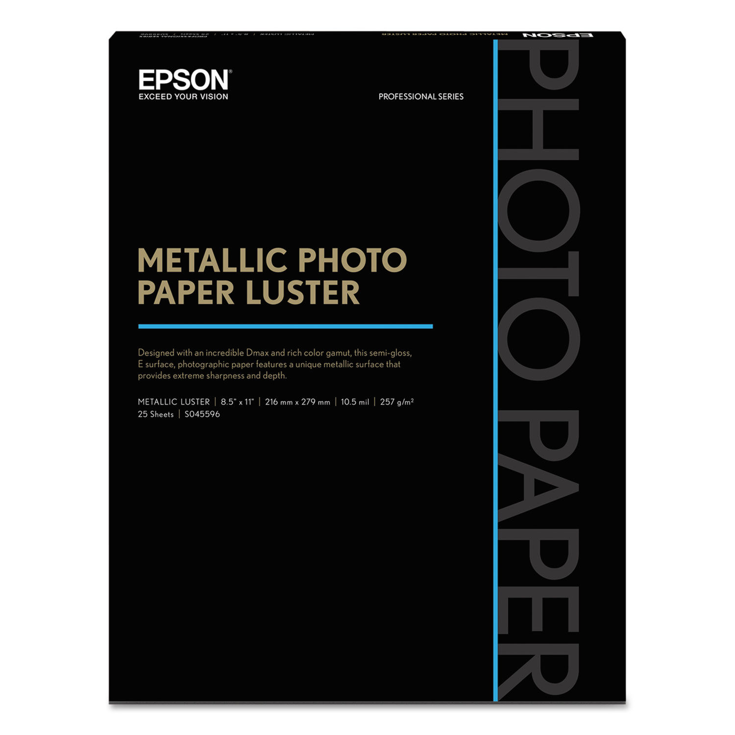 Professional Media Metallic Luster Photo Paper 10.5 mil, 8.5 x 11, White, 25/Pack