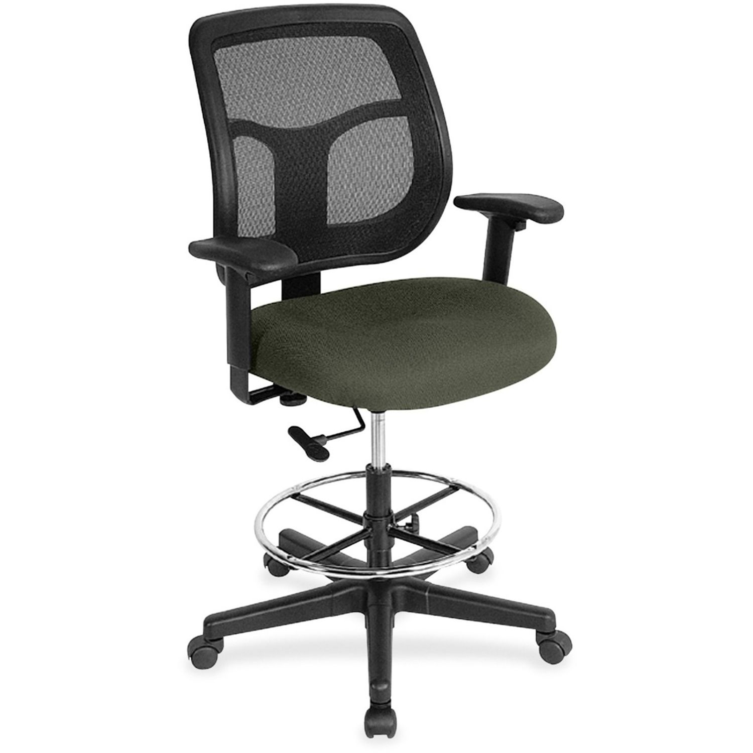 Apollo DFT9800 Drafting Stool Olive Green Fabric Seat, 5-star Base, 1 Each