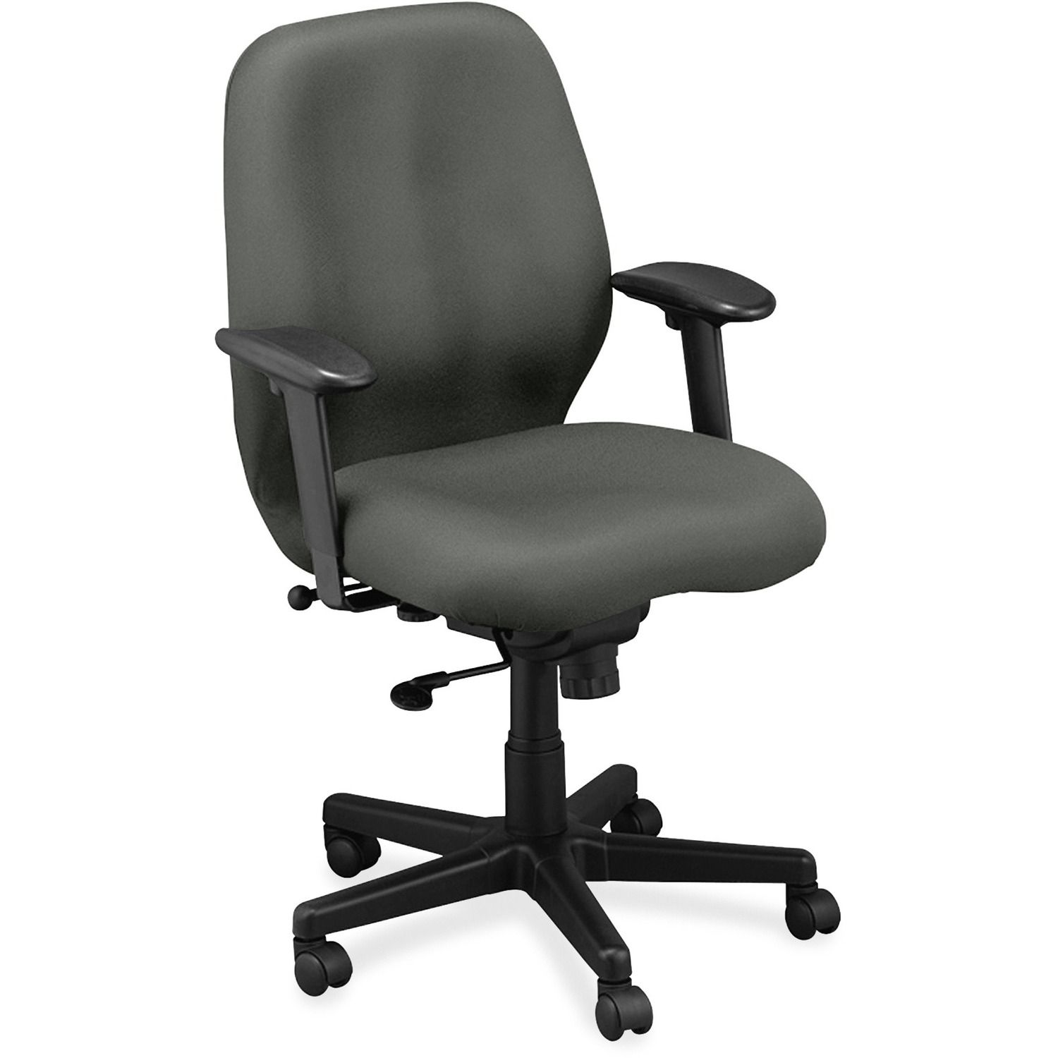 Aviator Task Chair Ebony Fabric Seat, Ebony Fabric Back, Mid Back, 5-star Base, Armrest, 1 Each