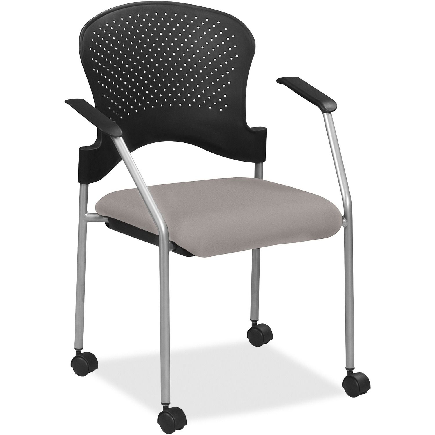 Breeze Chair with Casters Metal Vinyl Seat, Plastic Back, Gray Frame, Four-legged Base, 1 Each