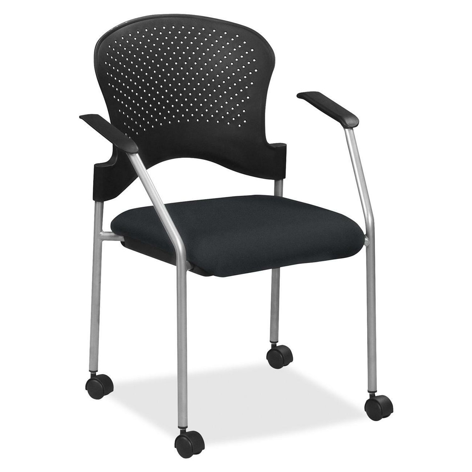 breeze FS8270 Stacking Chair Onyx Fabric Seat, Onyx Back, Gray Steel Frame, Four-legged Base, 1 Each
