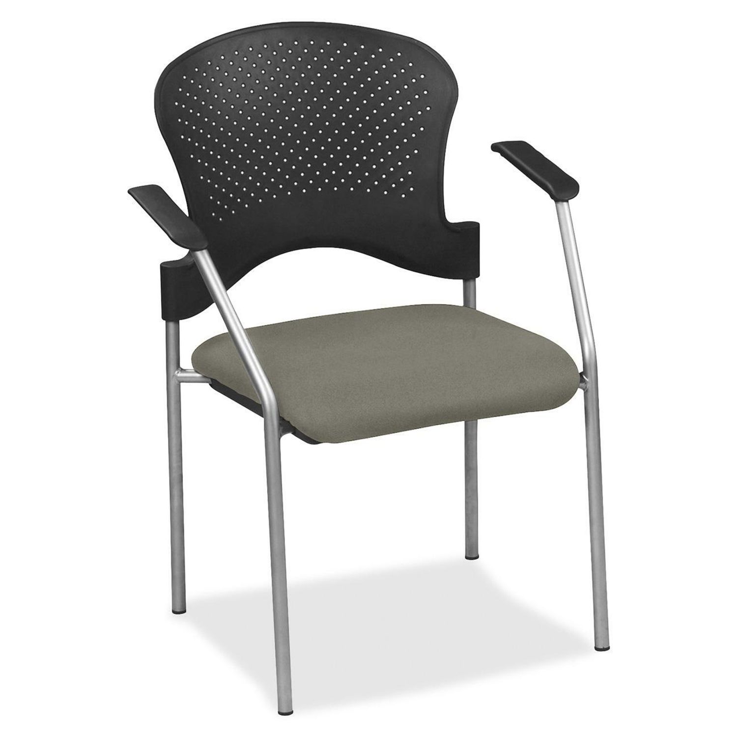 breeze FS8277 Stacking Chair Stone Fabric Seat, Stone Back, Gray Steel Frame, Four-legged Base, 1 Each