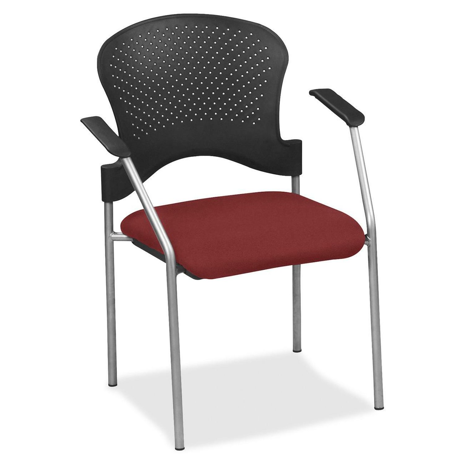 breeze FS8277 Stacking Chair Festive Fabric Seat, Festive Back, Gray Steel Frame, Four-legged Base, 1 Each