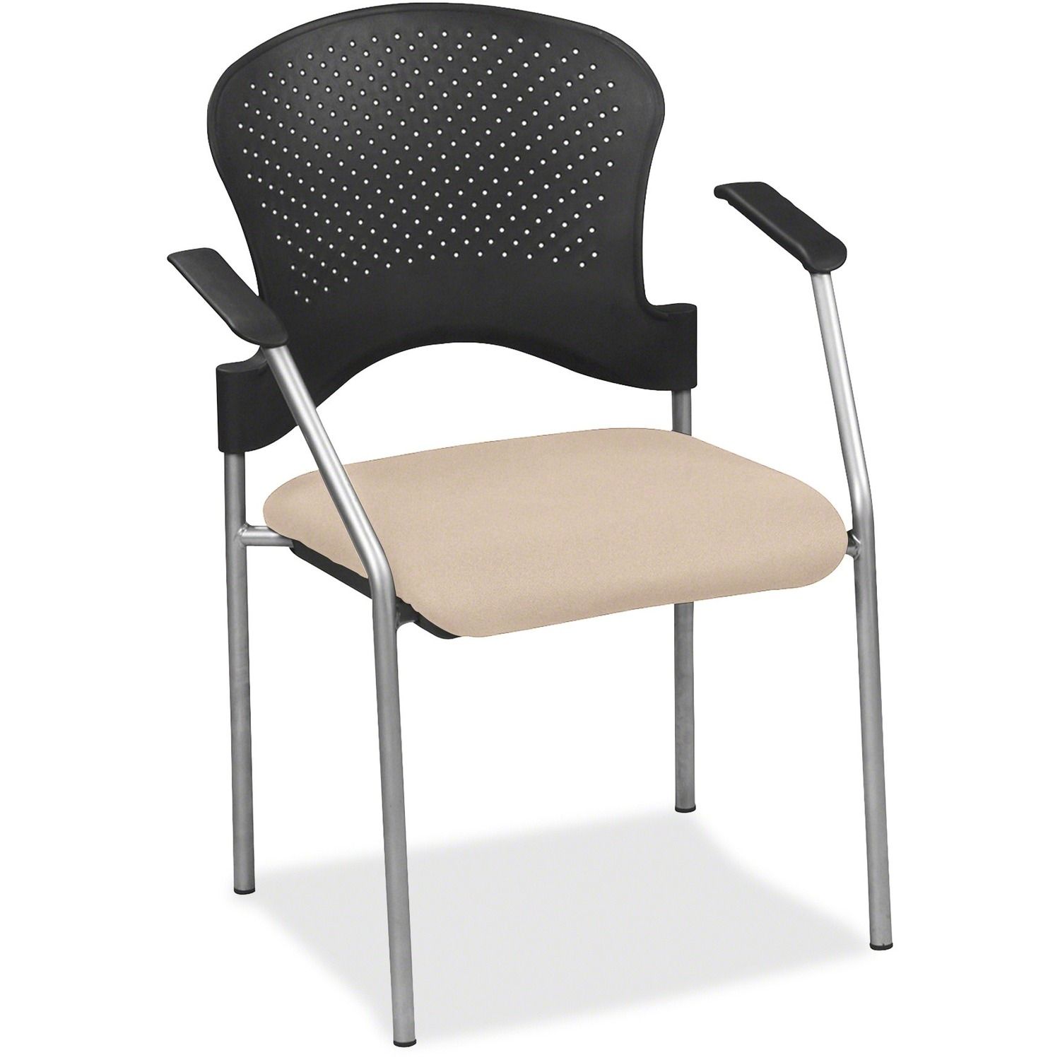 breeze FS8277 Stacking Chair Azure Fabric Seat, Gray Steel Frame, Four-legged Base, 1 Each
