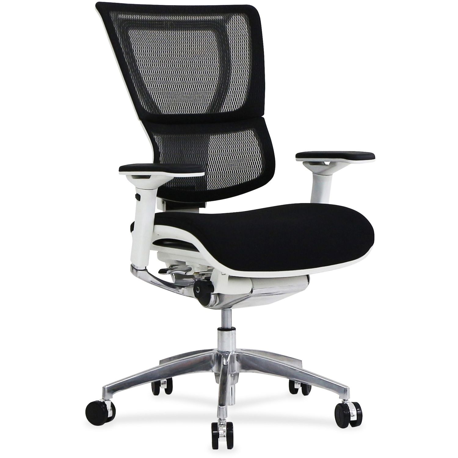 iOO Executive Chair Black Back, White Frame, 5-star Base, 1 Each