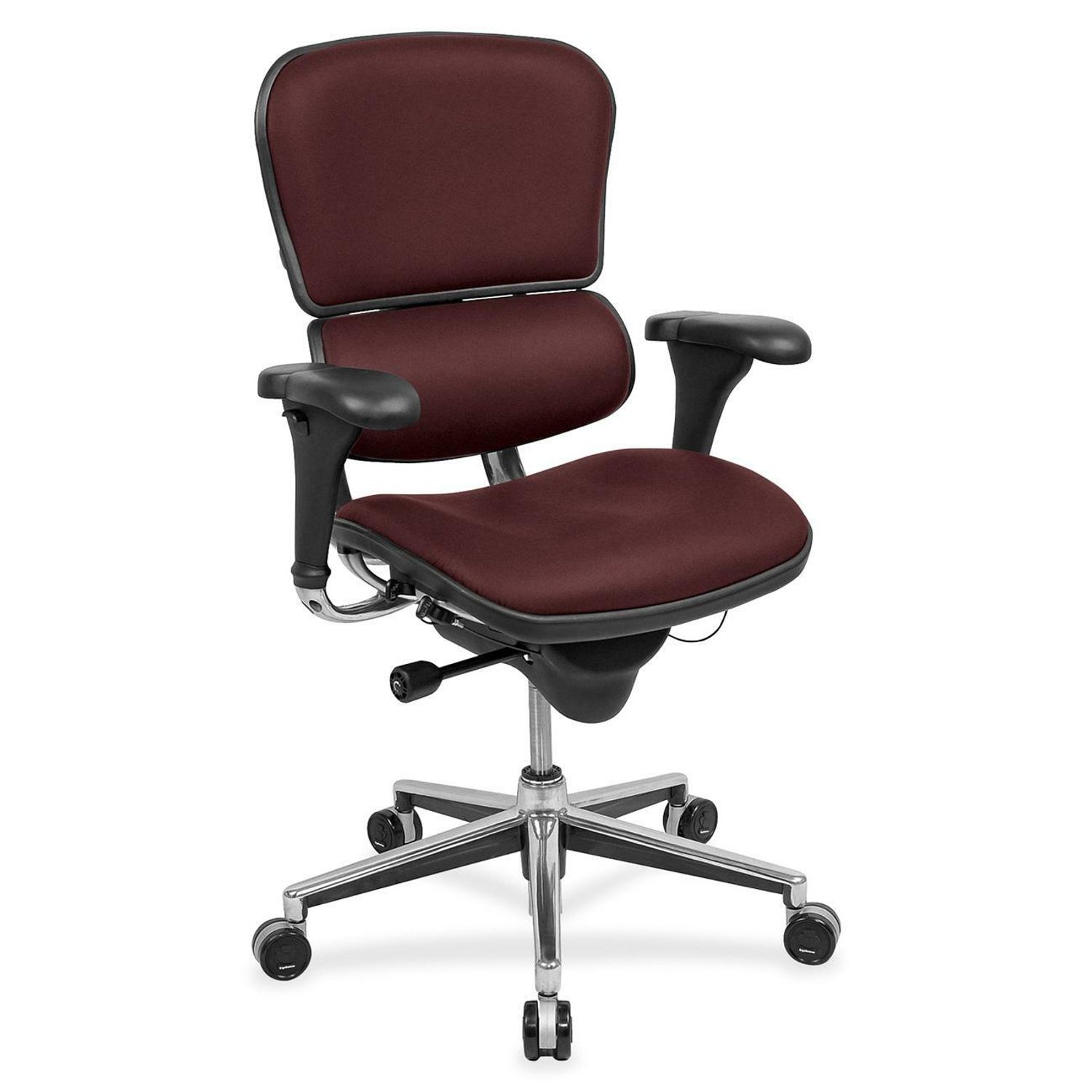 ergohuman LE10ERGLO Mid Back Management Chair Burgundy Perfection Fabric Seat, Burgundy Perfection Fabric Back, 5-star Base, 1 Each