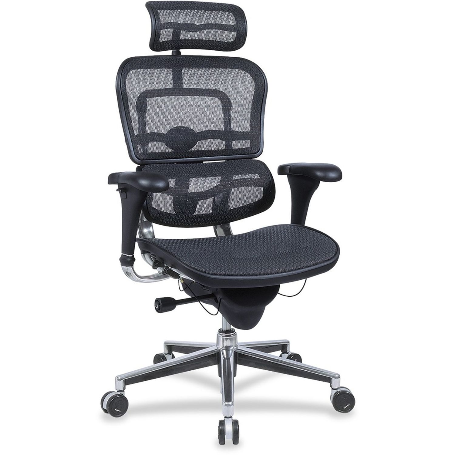 Ergohuman ME7ERGW091 Mesh Multifunction Executive Chair Black Seat, Chrome Aluminum Frame, 5-star Base, 1 Each