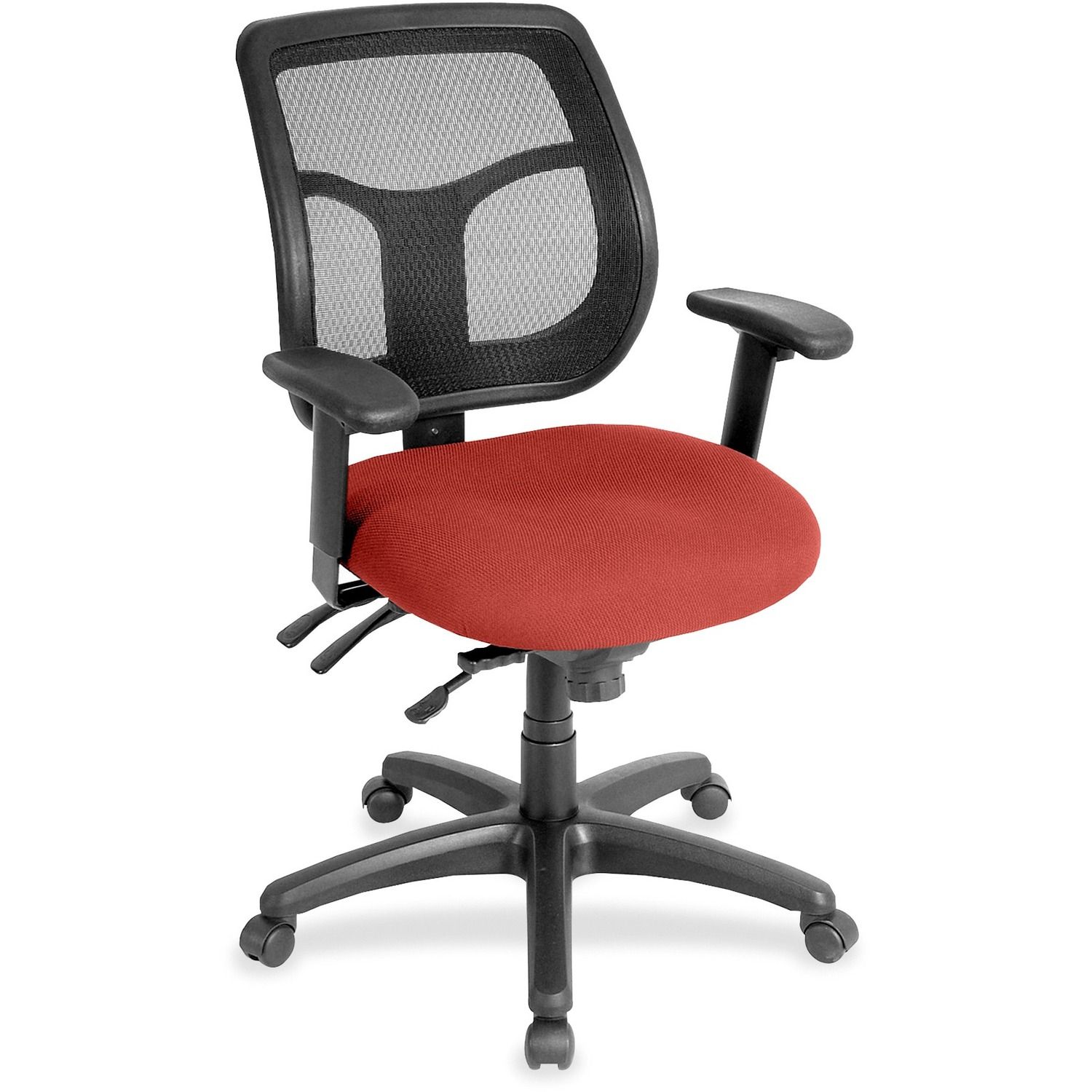 Apollo Multi-Function Task Chair Red Rock Fabric, Vinyl Seat, 5-star Base, Armrest, 1 Each