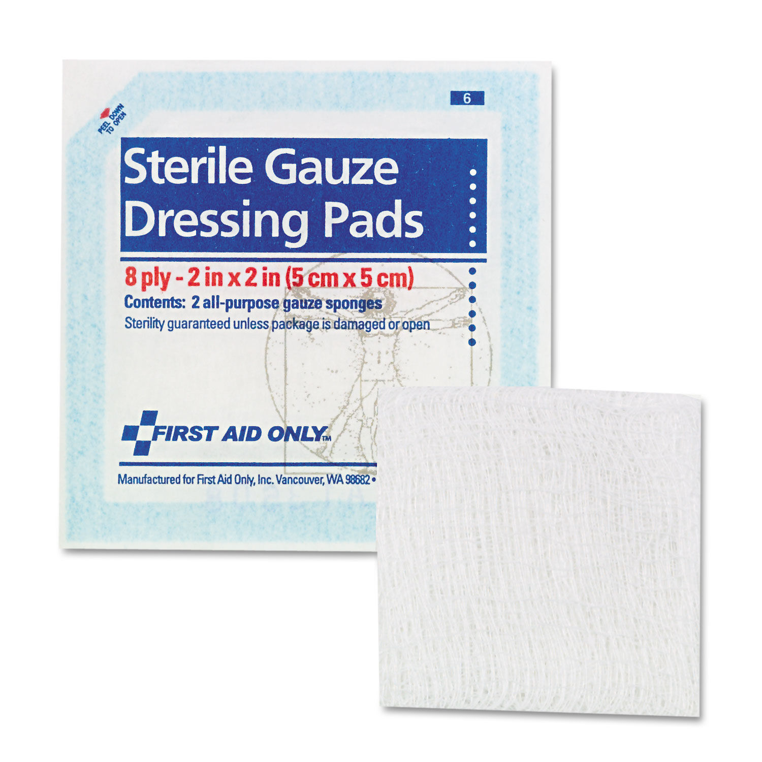 SmartCompliance Gauze Pads Sterile, 8-Ply, 2 x 2, 5 Dual-Pads/Pack