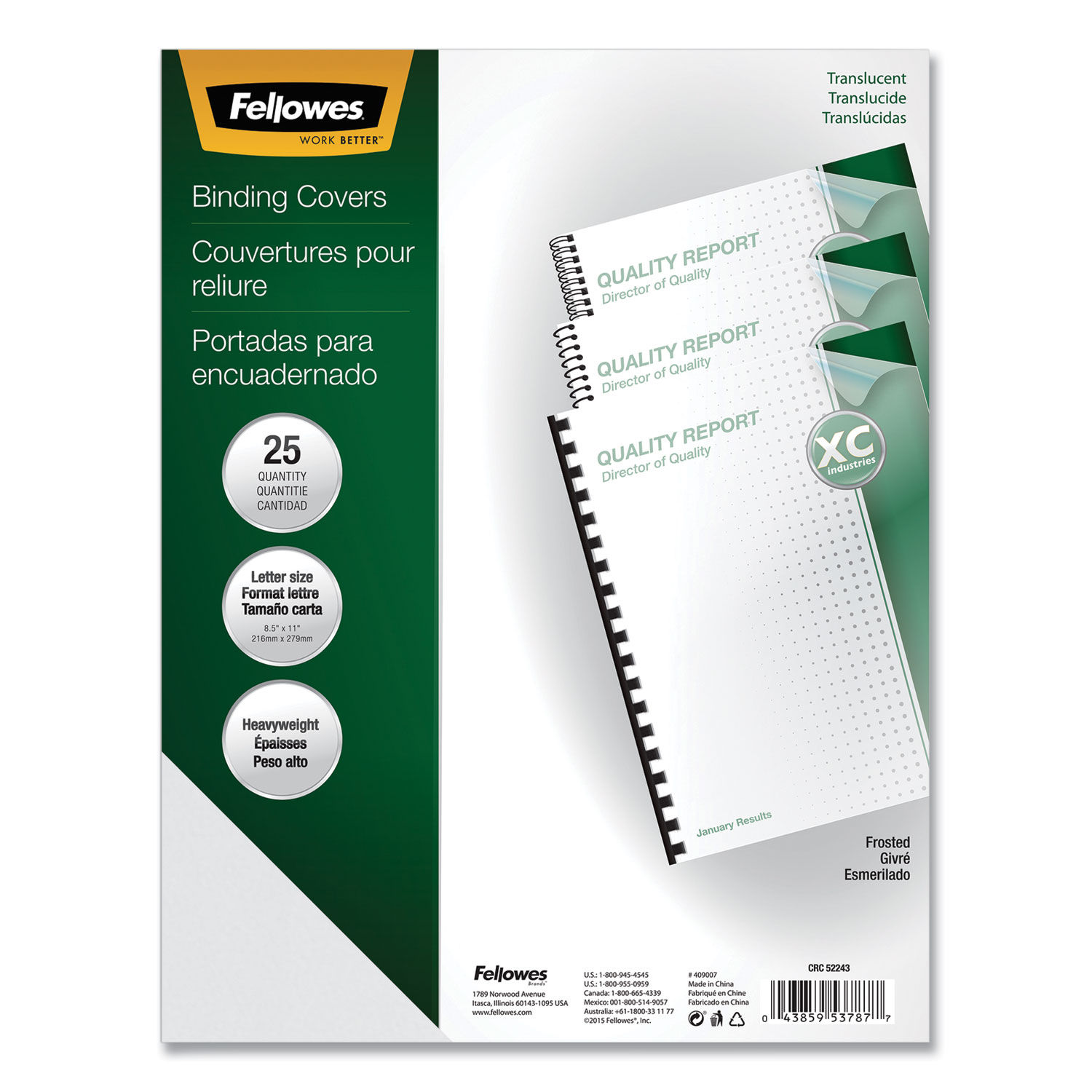 Futura Presentation Covers for Binding Systems Frost, 11 x 8.5, Unpunched, 25/Pack