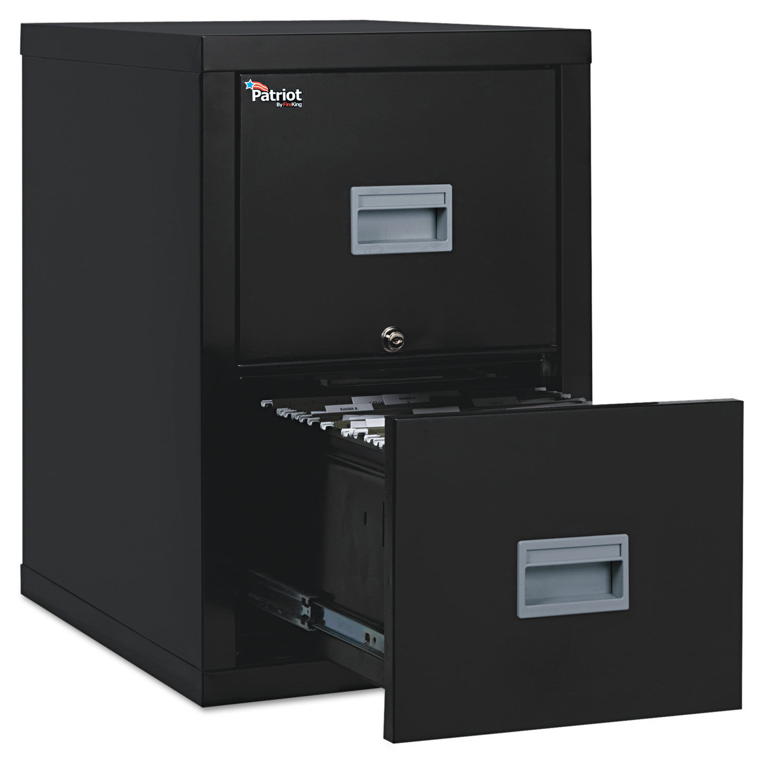 Patriot by FireKing Insulated Fire File 1-Hour Fire Protection, 2 Legal/Letter File Drawers, Black, 17.75" x 25" x 27.75"