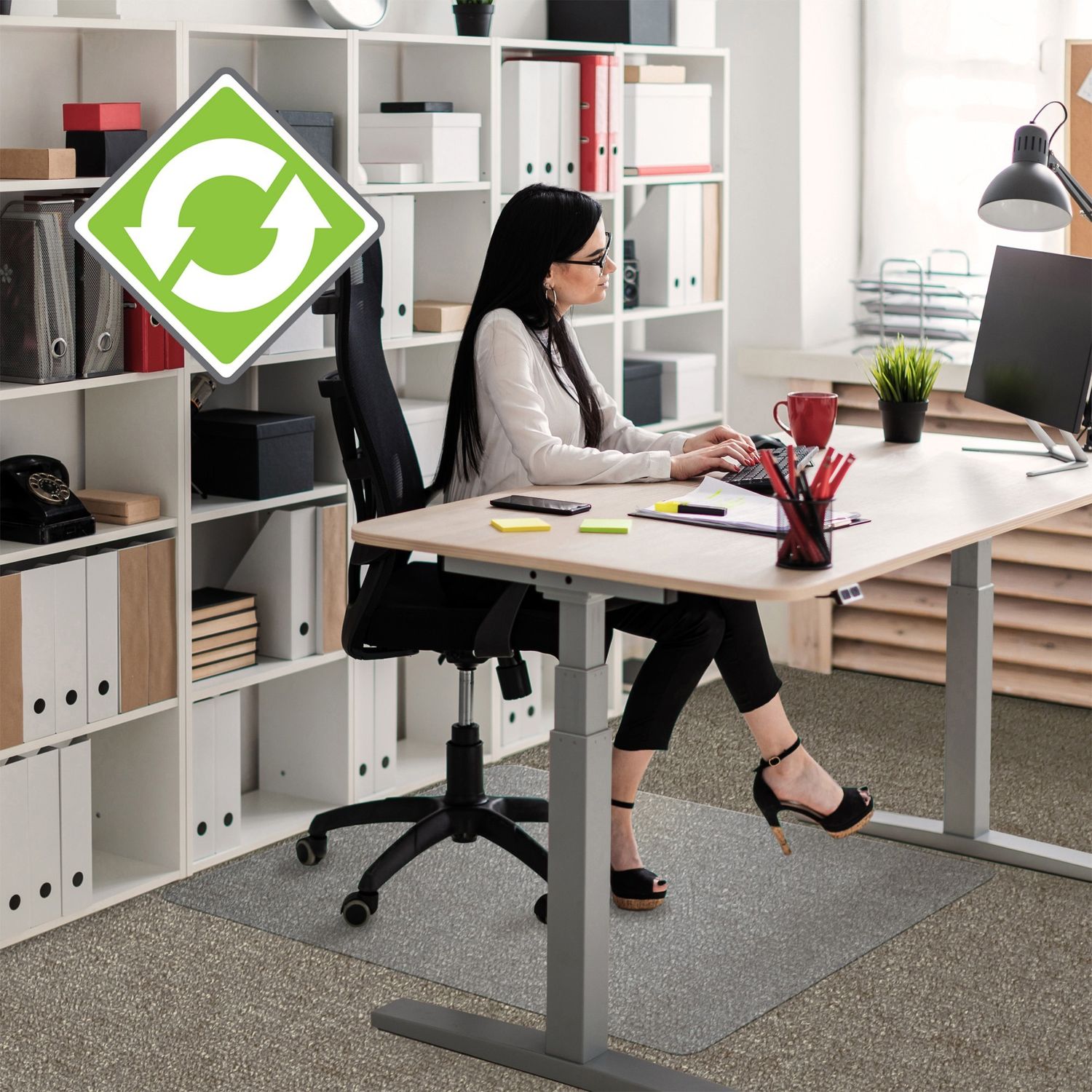 Evolutionmat Standard Pile Rectangluar Chair Mat Home, Office, Carpet, 48" Length x 36" Width x 0.37" Thickness, Rectangle, Polymer, Clear