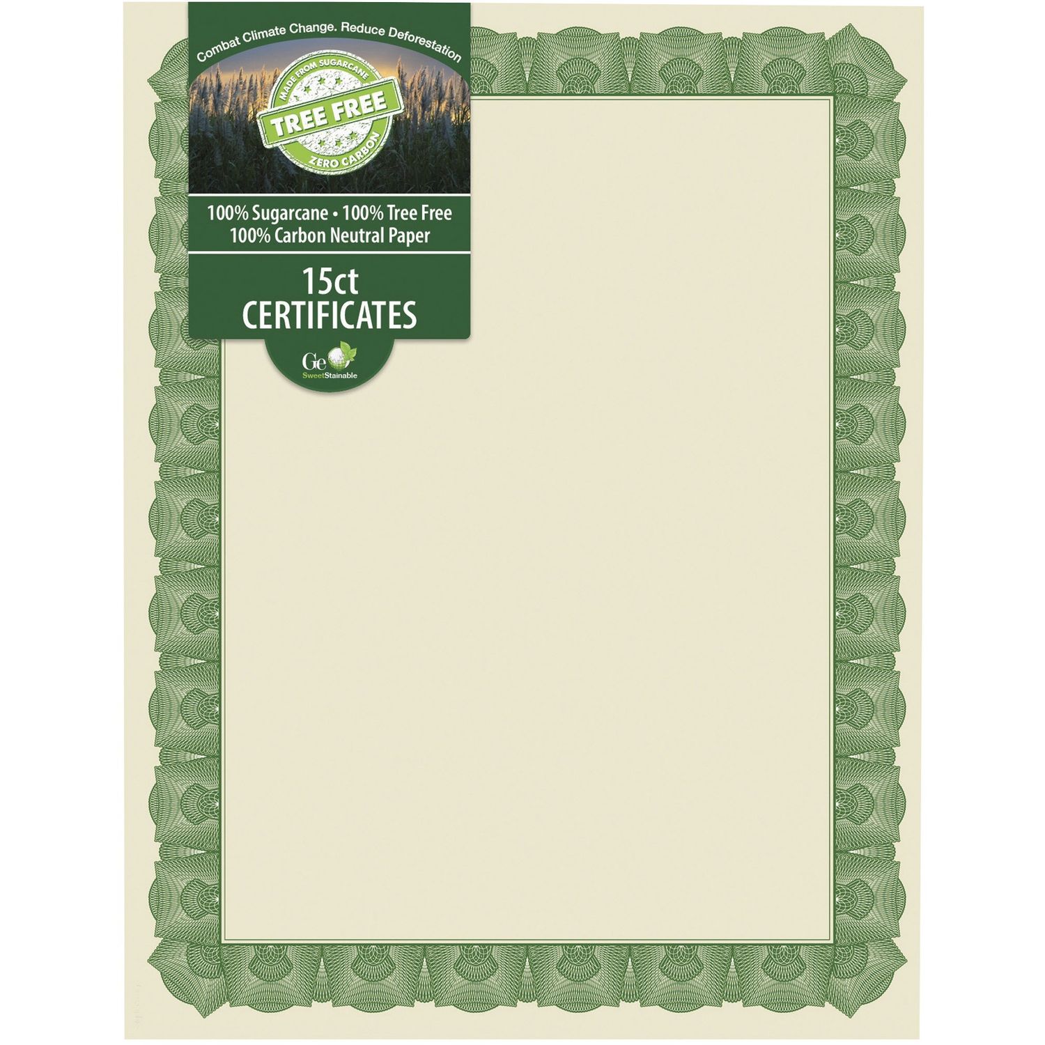 Tree Free Certificate 8.5", Multicolor with Green Border, Sugarcane, 1 Each