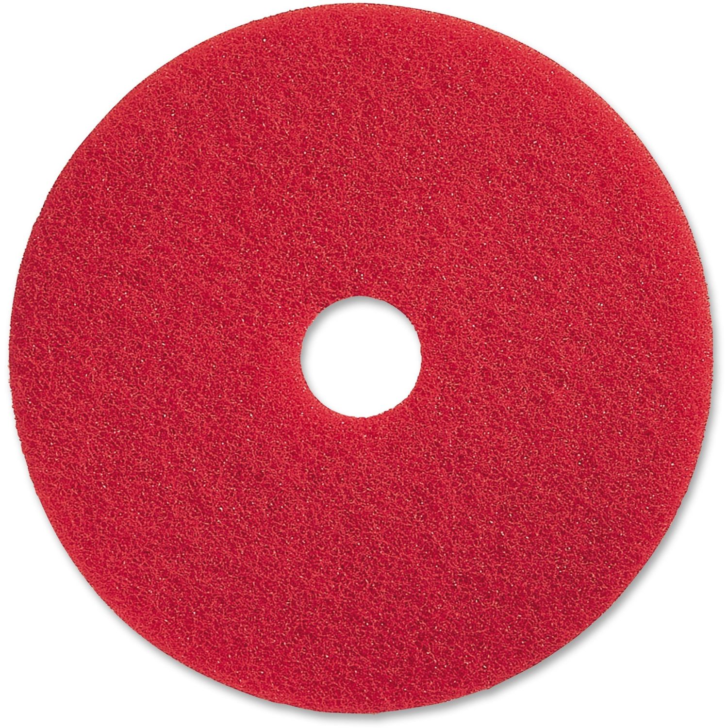 Red Buffing Floor Pad 17" Diameter, 5/Carton x 17" Diameter x 1" Thickness, Buffing, Scrubbing, Floor, 175 rpm to 350 rpm Speed Supported, Flexible, Resilient, Rotate, Dirt Remover, Fiber, Red