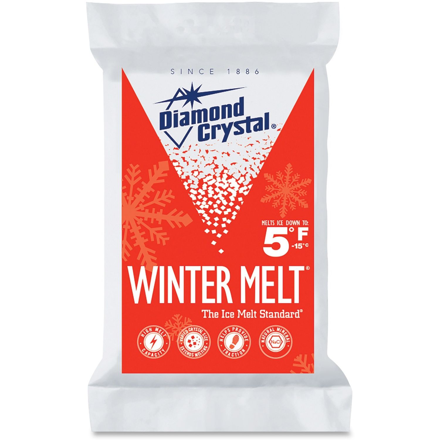 Winter Melt Ice Melt Salt Crystal, Sodium Chloride, 5°F (-15°C), 10 lb